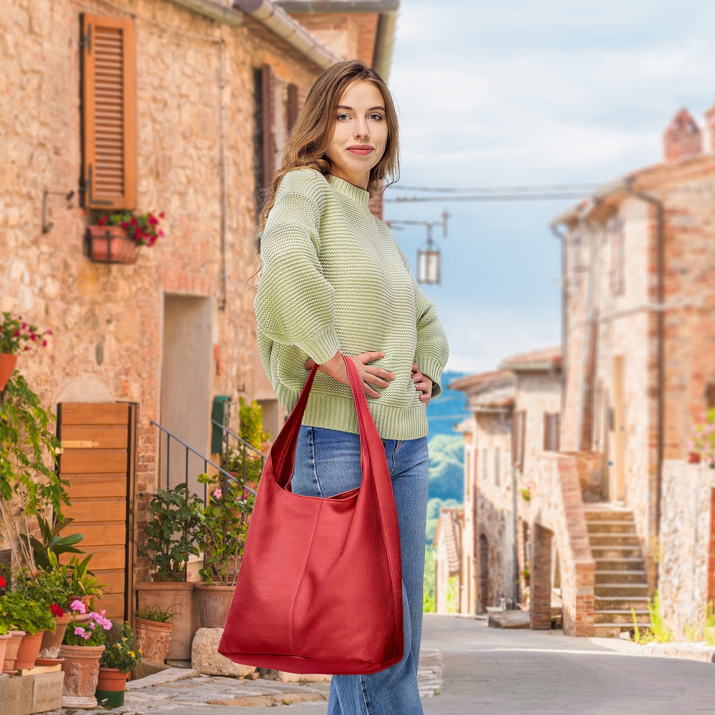 Calf Leather Hobo Bag 011943