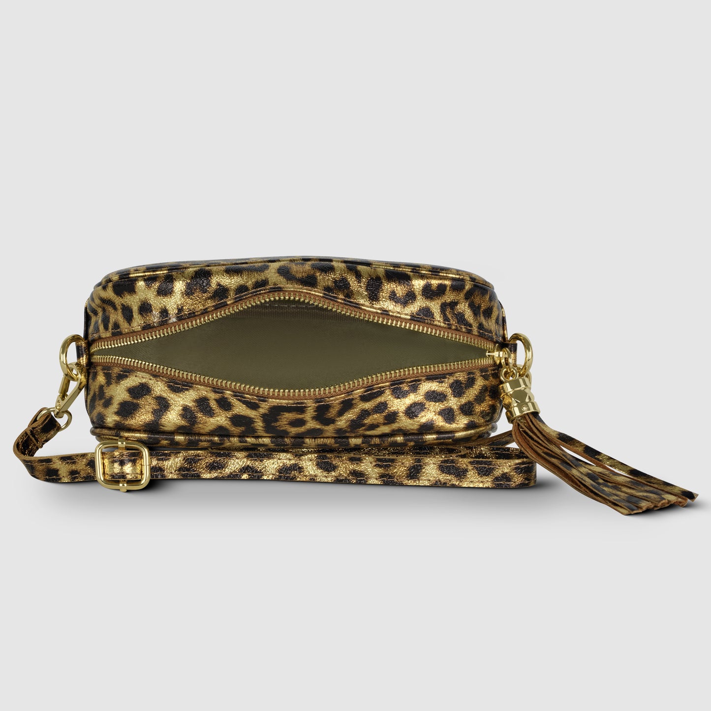 Leopard Metallic Suede Leather Crossbody Bag 231302