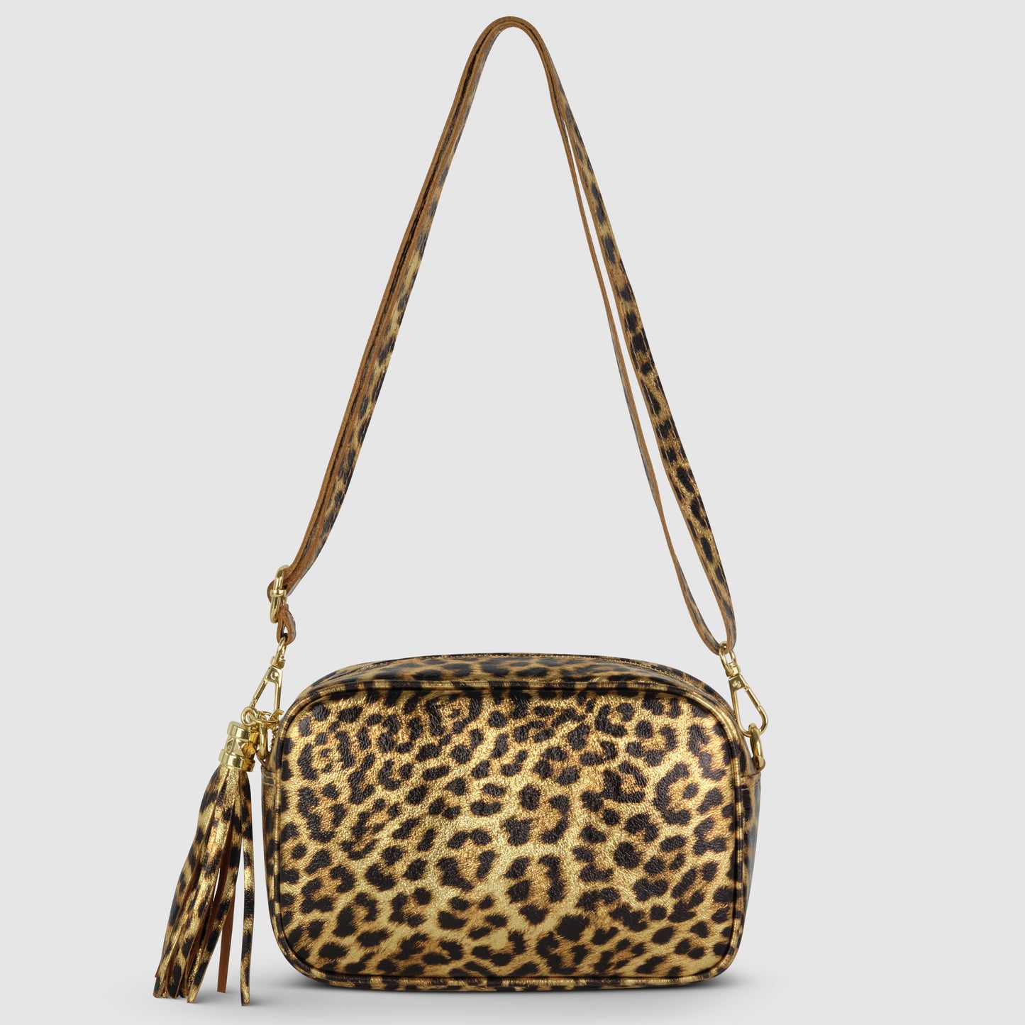 Leopard Metallic Suede Leather Crossbody Bag 231302