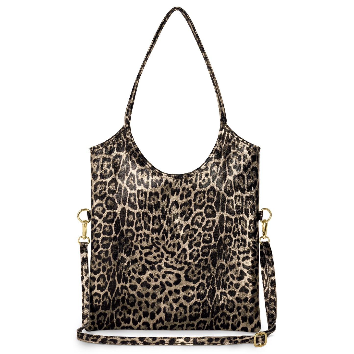 Leopard Metallic Suede Leather Tote Bag 191722