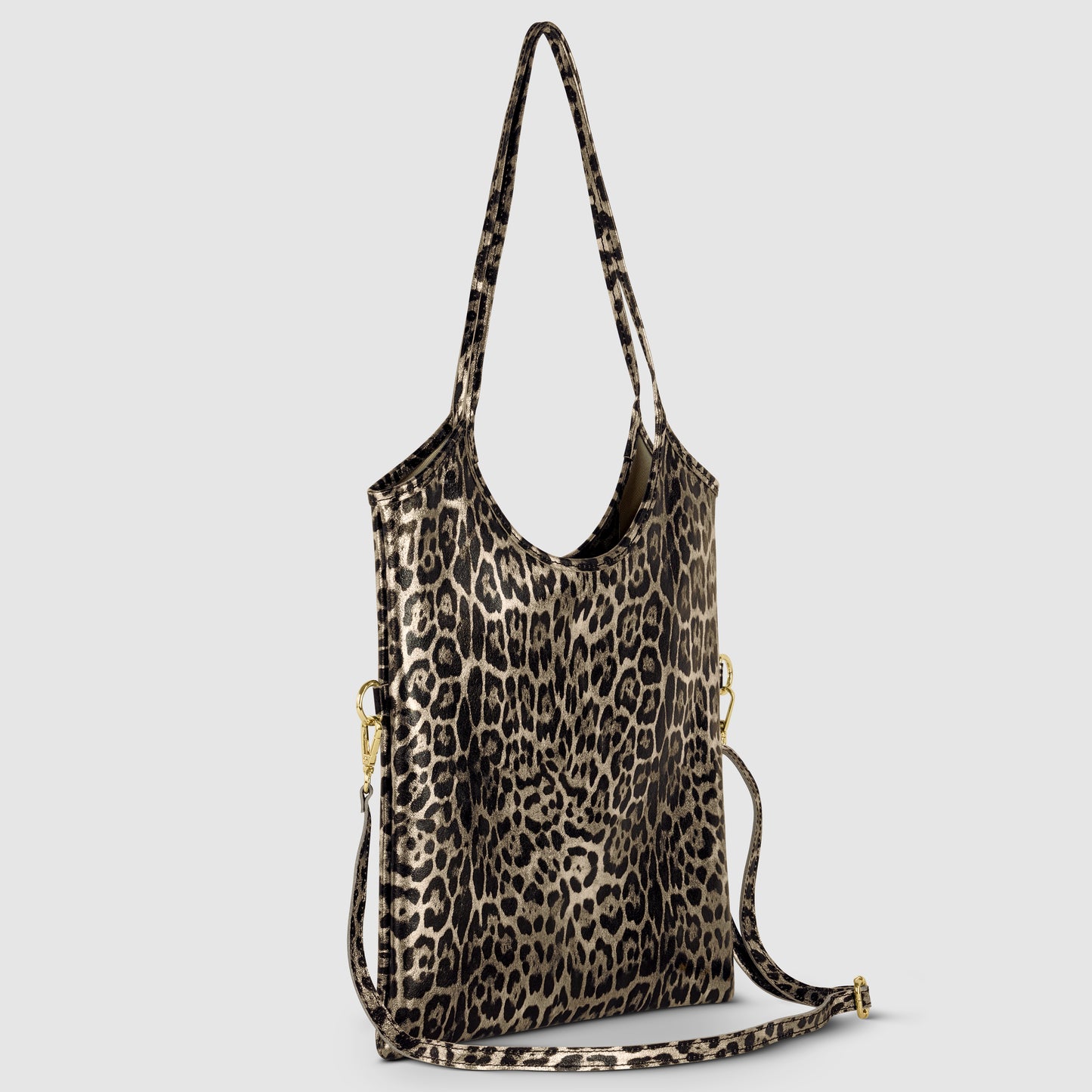 Leopard Metallic Suede Leather Tote Bag 191722