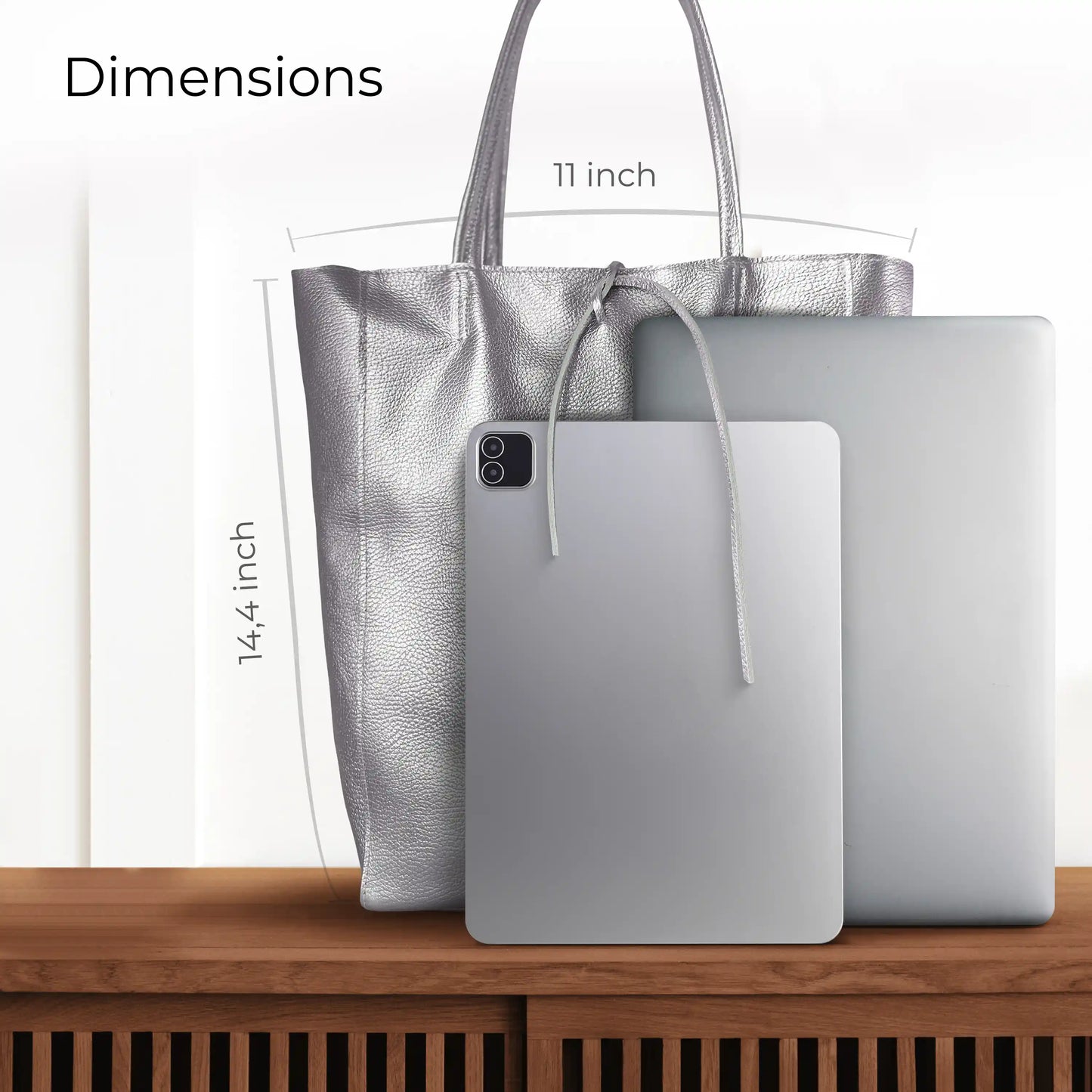Metallic Calf Leather Tote Bag 201718
