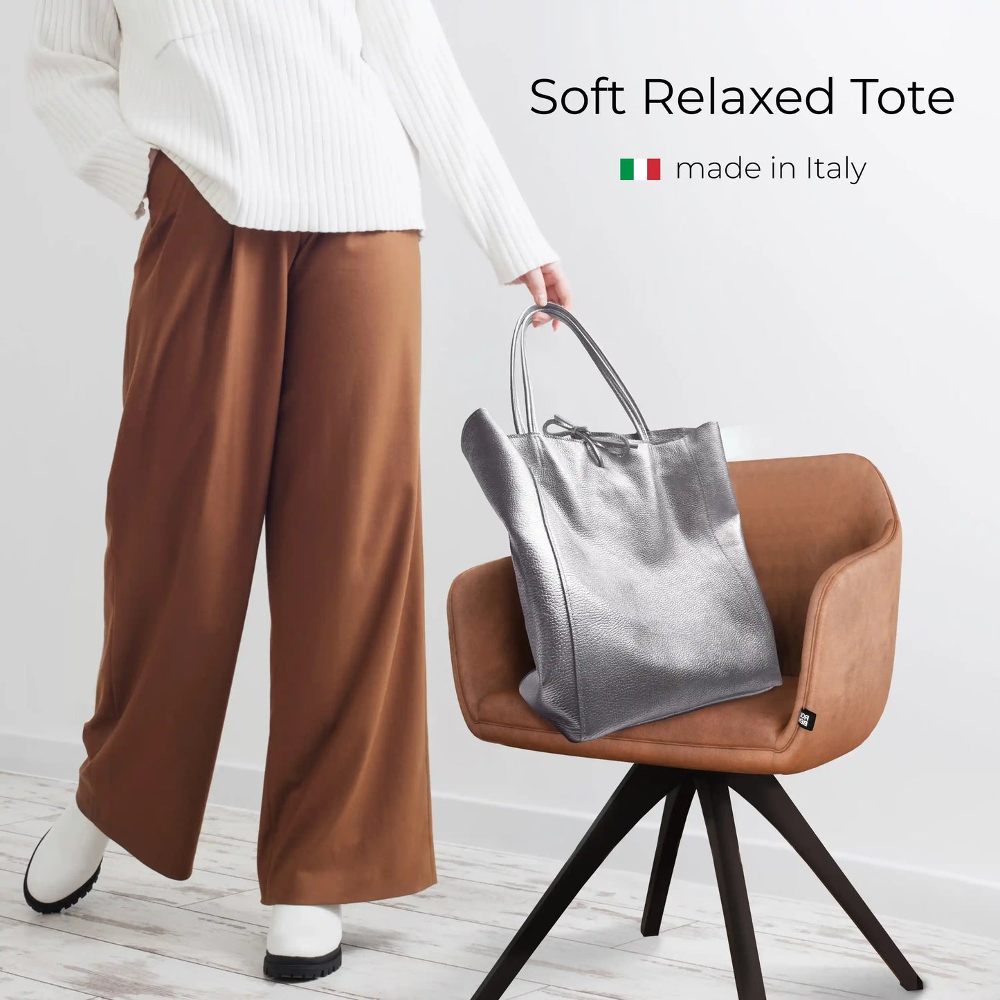 Metallic Calf Leather Tote Bag 201718
