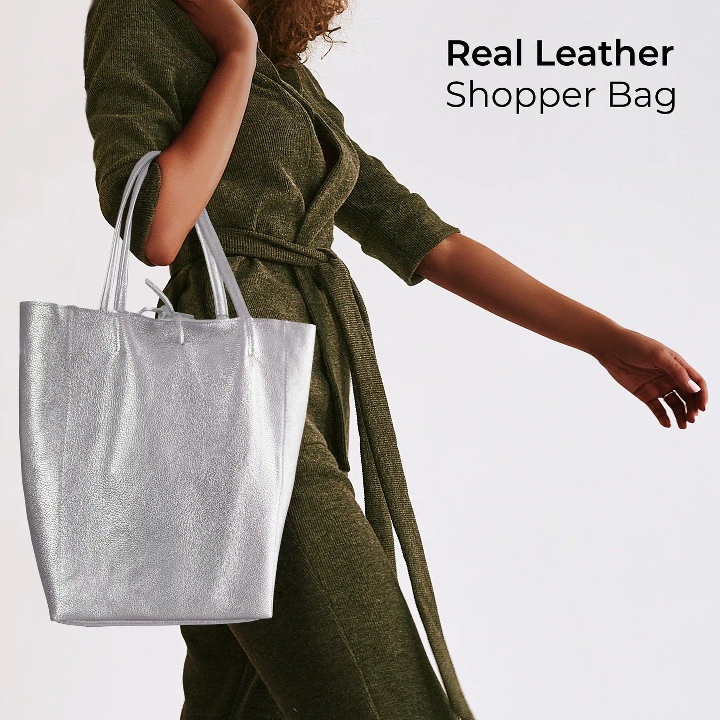Metallic Calf Leather Tote Bag 201718