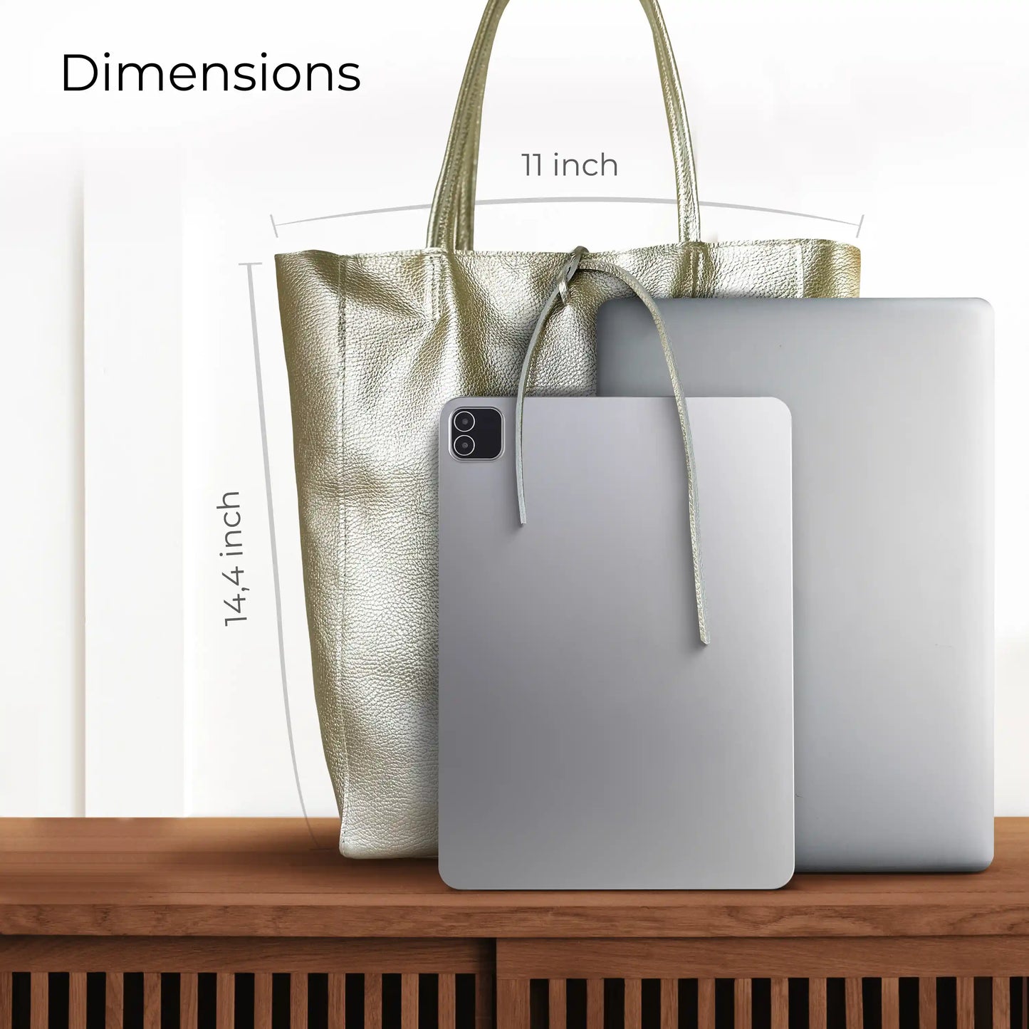 Metallic Calf Leather Tote Bag 201718