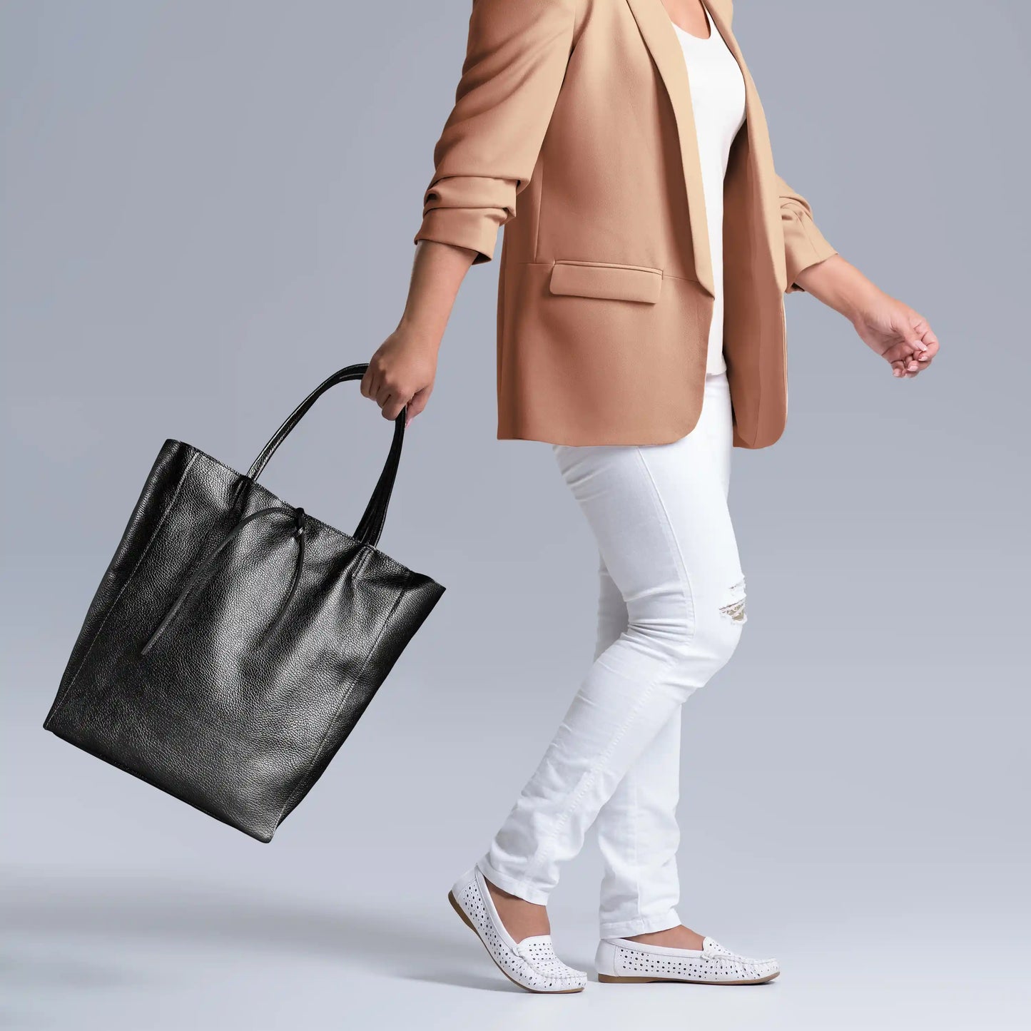 Metallic Calf Leather Tote Bag 201718