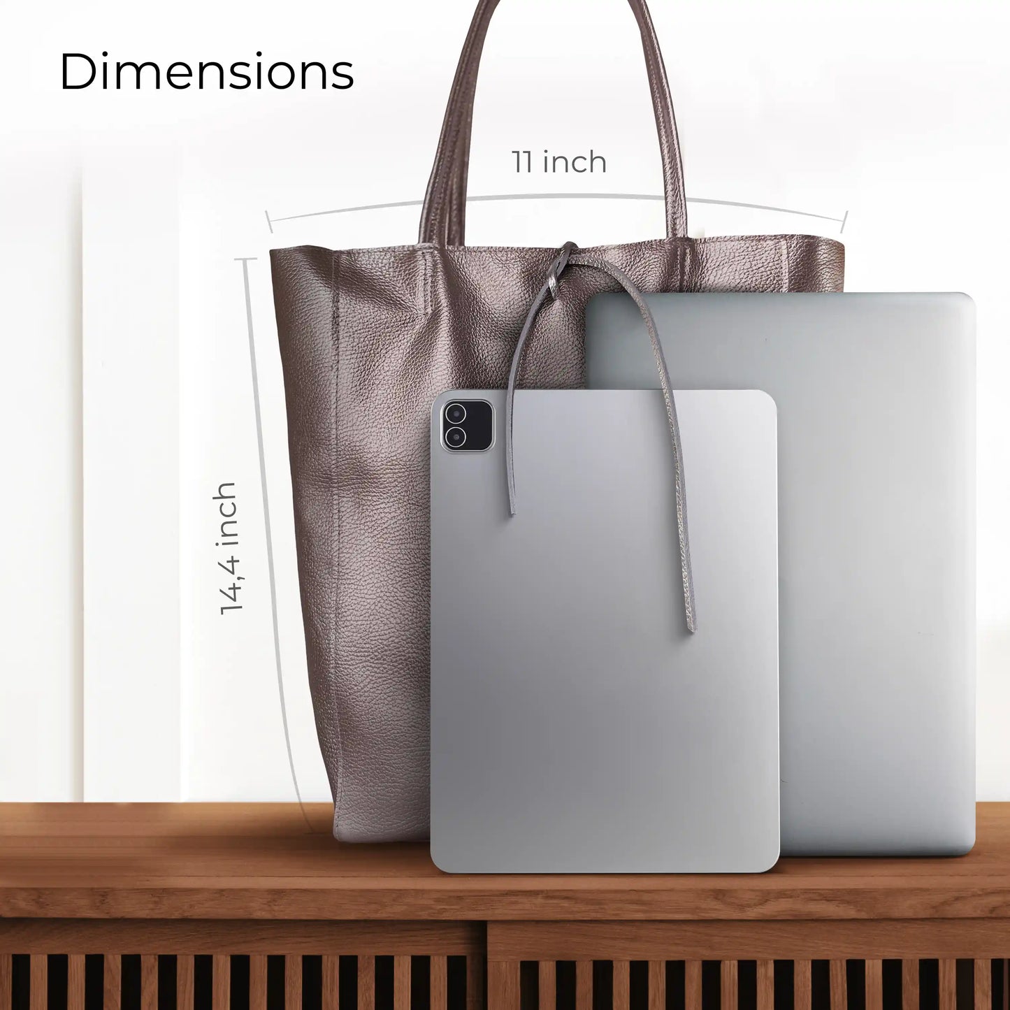 Metallic Calf Leather Tote Bag 201718