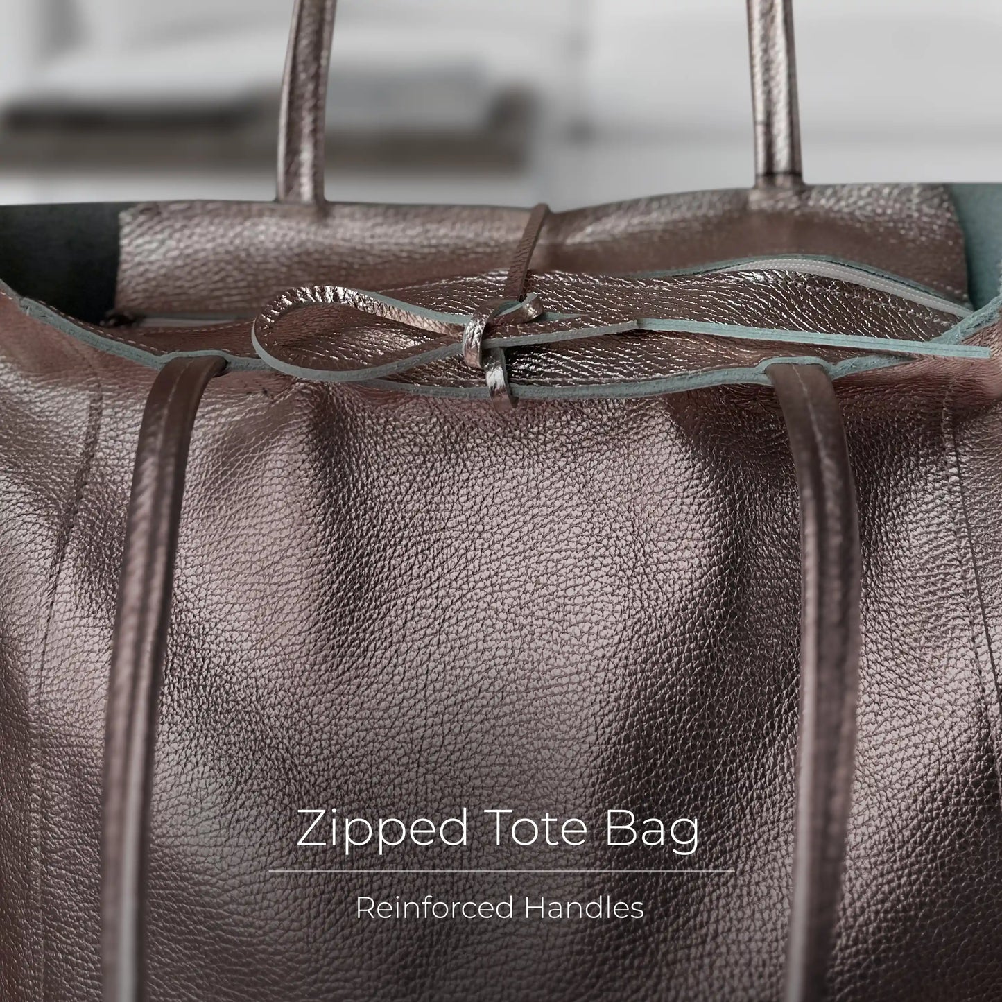 Metallic Calf Leather Tote Bag 201718