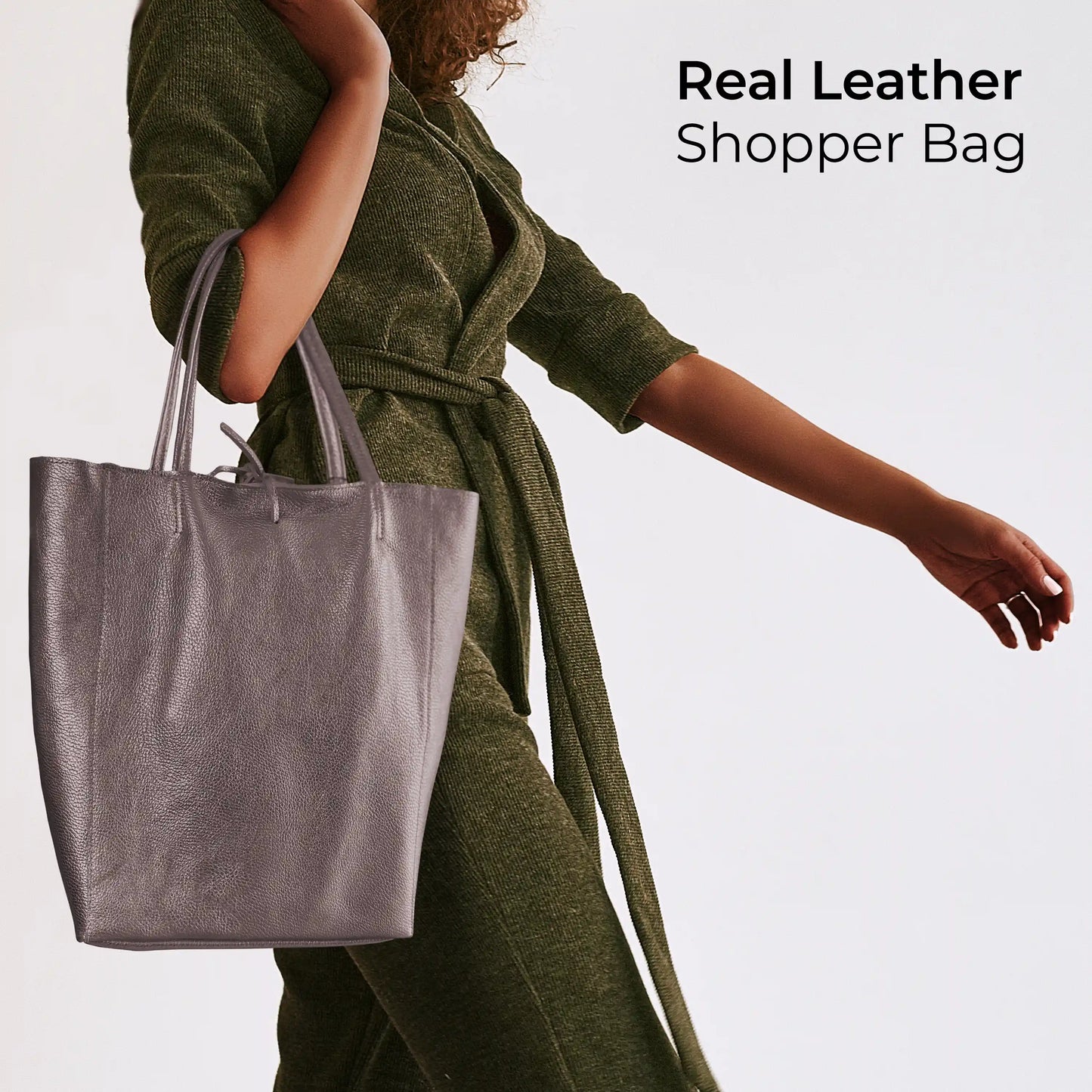 Metallic Calf Leather Tote Bag 201718