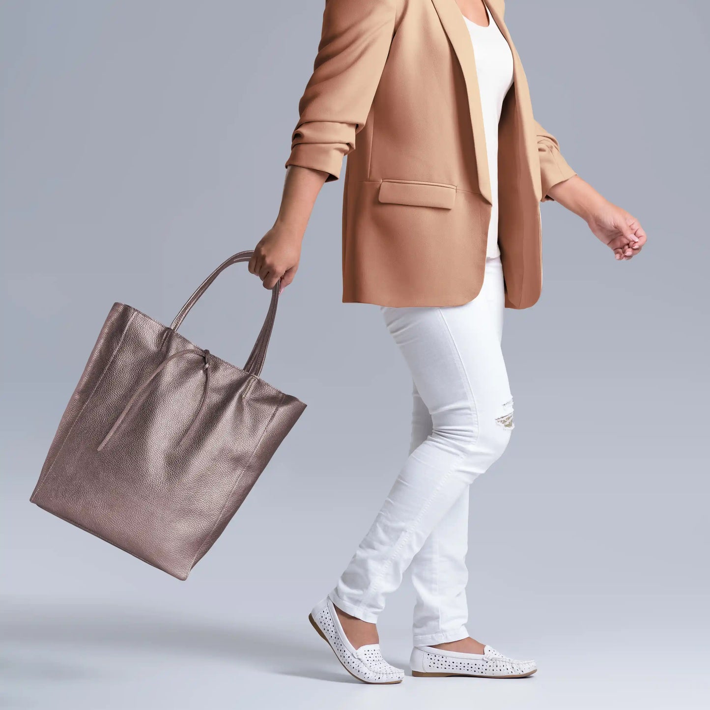 Metallic Calf Leather Tote Bag 201718