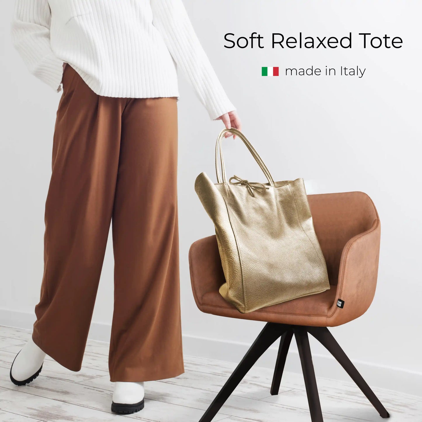 Metallic Calf Leather Tote Bag 201718
