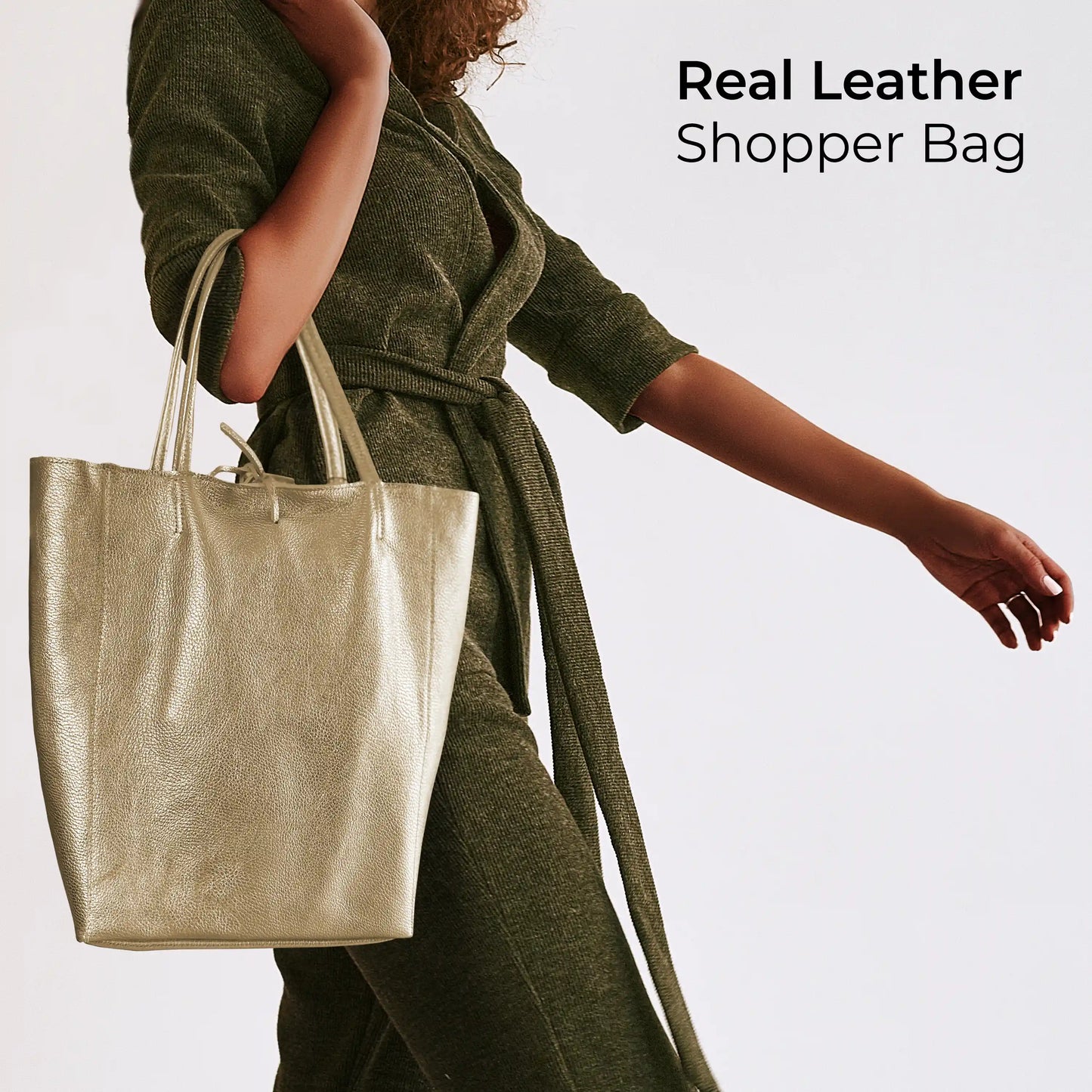 Metallic Calf Leather Tote Bag 201718