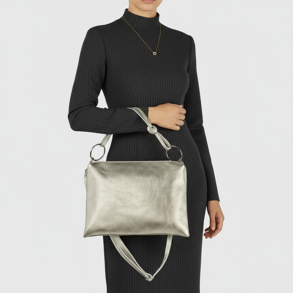 Metallic Calf Leather Shoulder Bag 171551