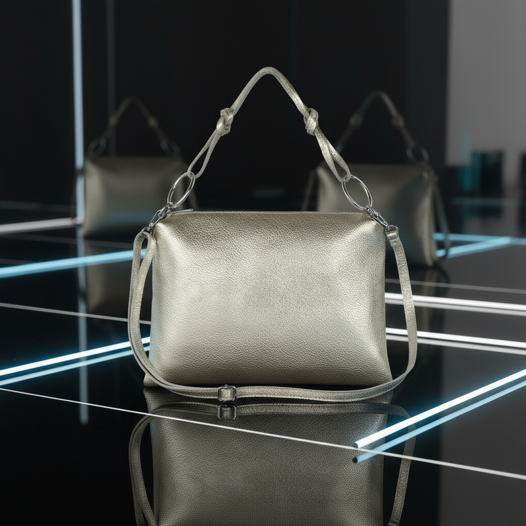 Metallic Calf Leather Shoulder Bag 171551