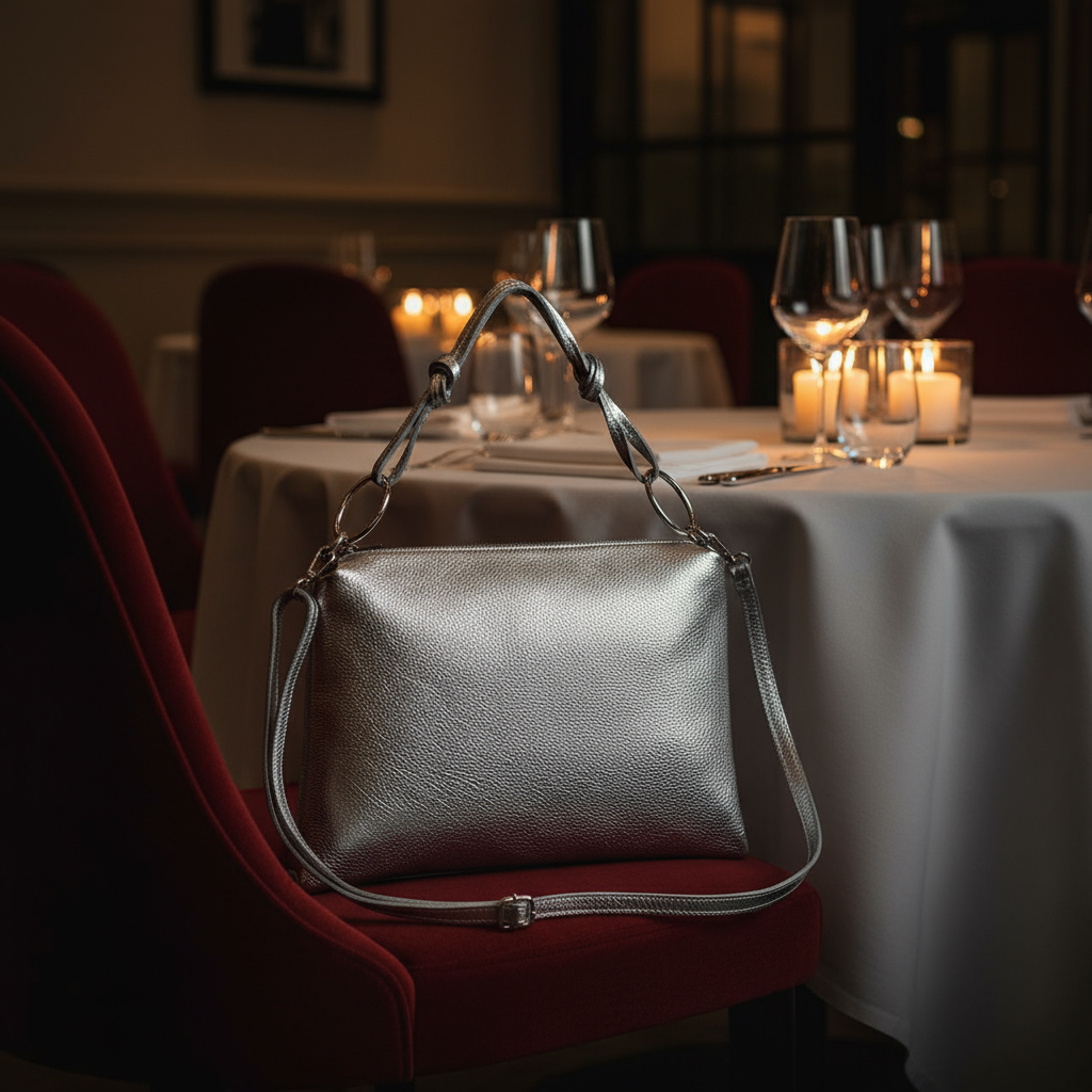Metallic Calf Leather Shoulder Bag 171551