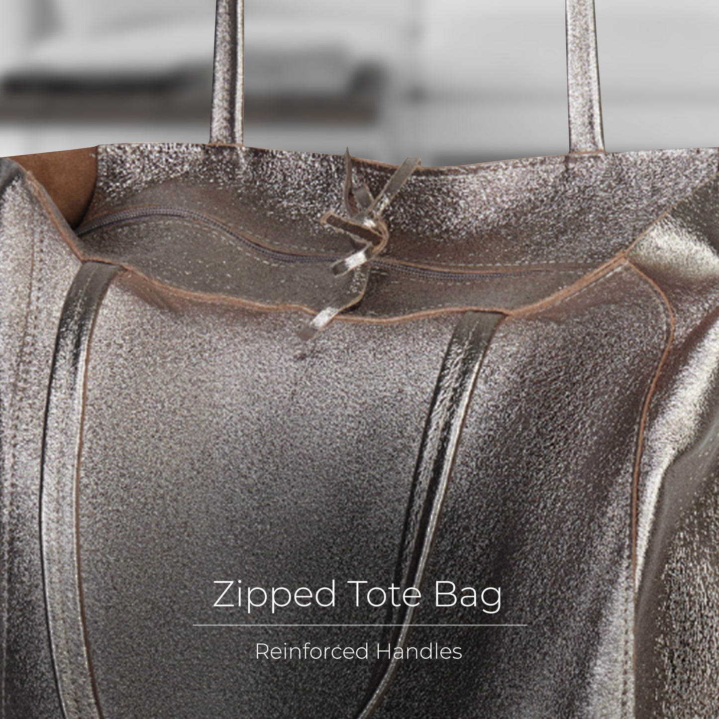 Metallic Suede Leather Tote Bag 201718