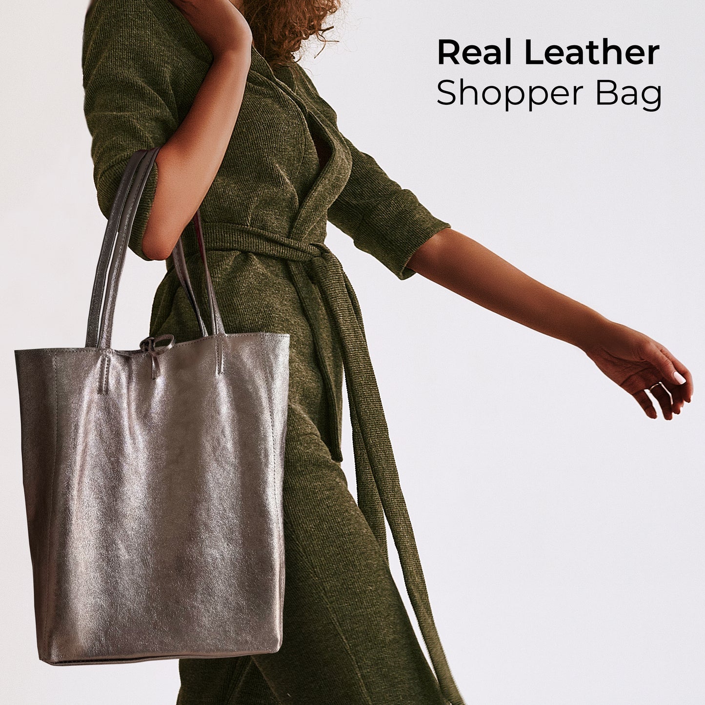 Metallic Suede Leather Tote Bag 201718