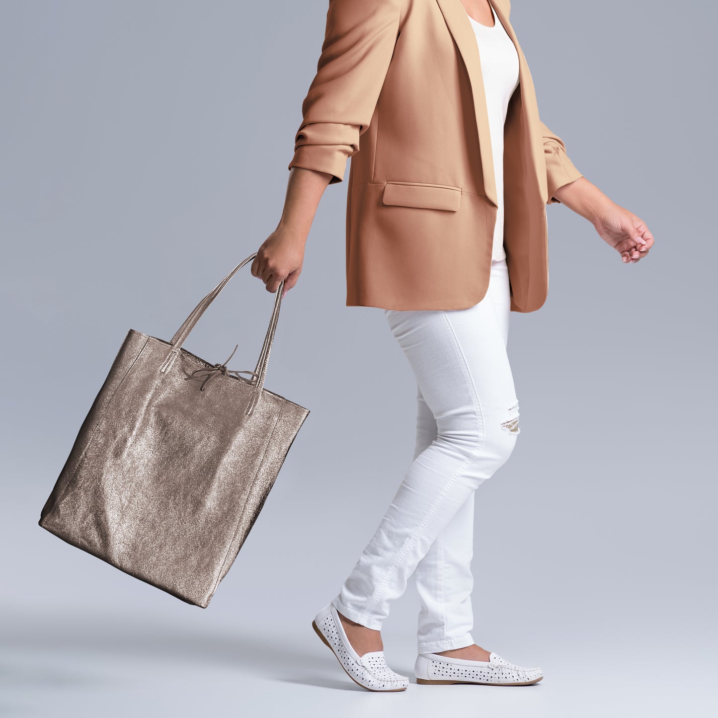 Metallic Suede Leather Tote Bag 201718