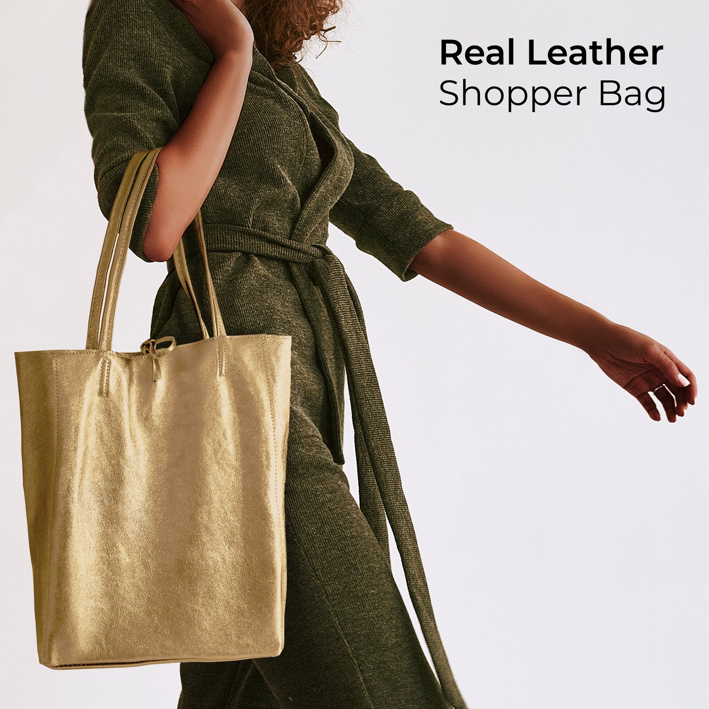 Metallic Suede Leather Tote Bag 201718