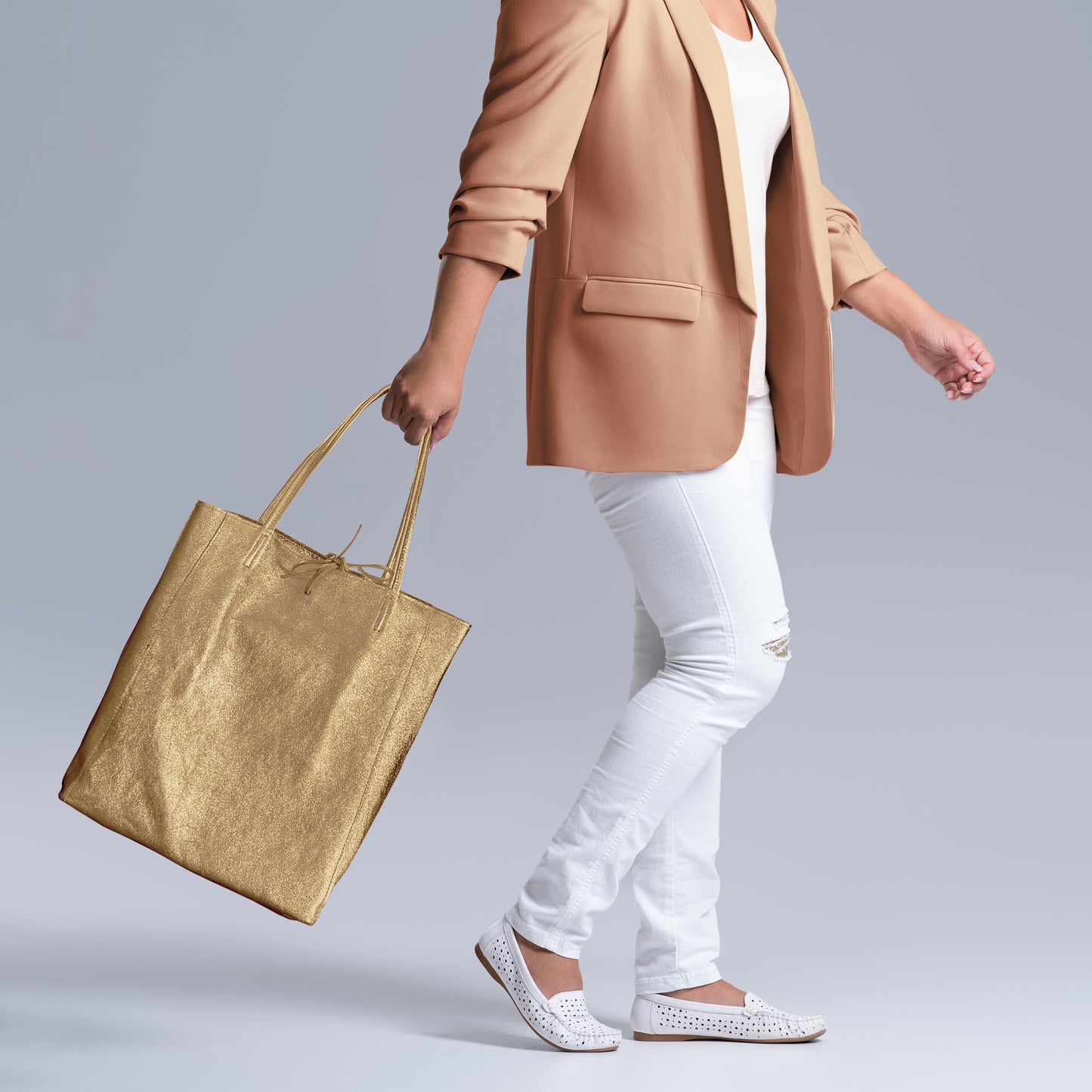 Metallic Suede Leather Tote Bag 201718