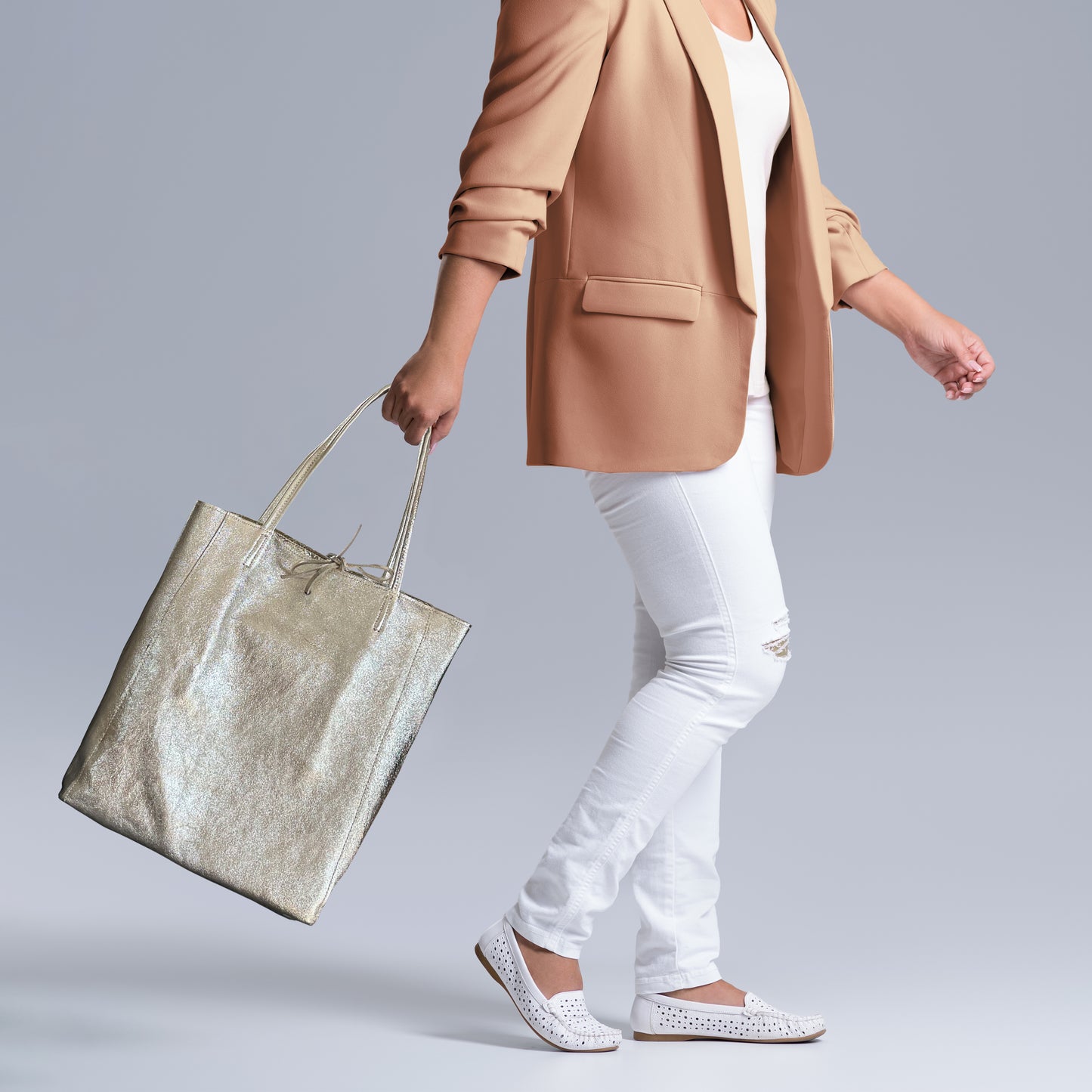 Metallic Suede Leather Tote Bag 201718