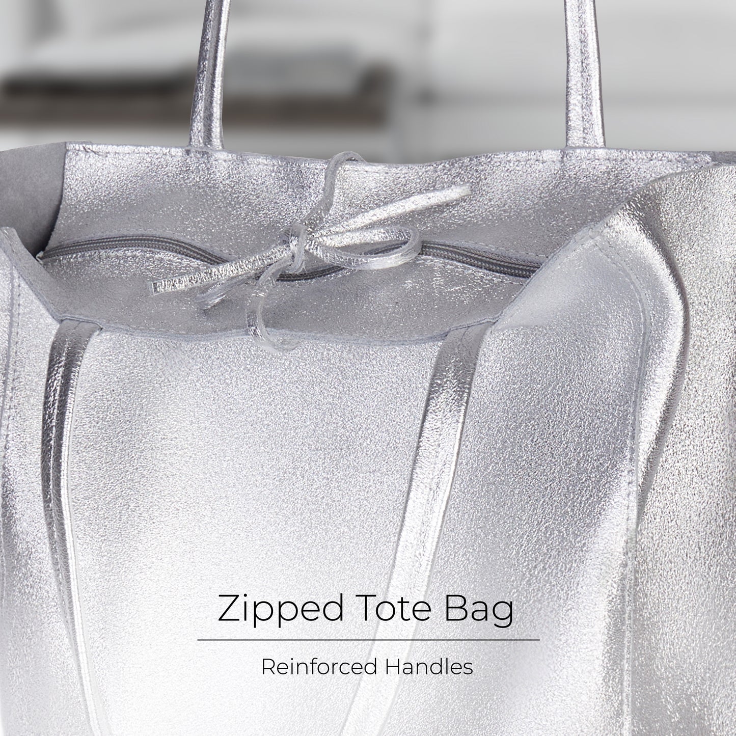 Metallic Suede Leather Tote Bag 201718
