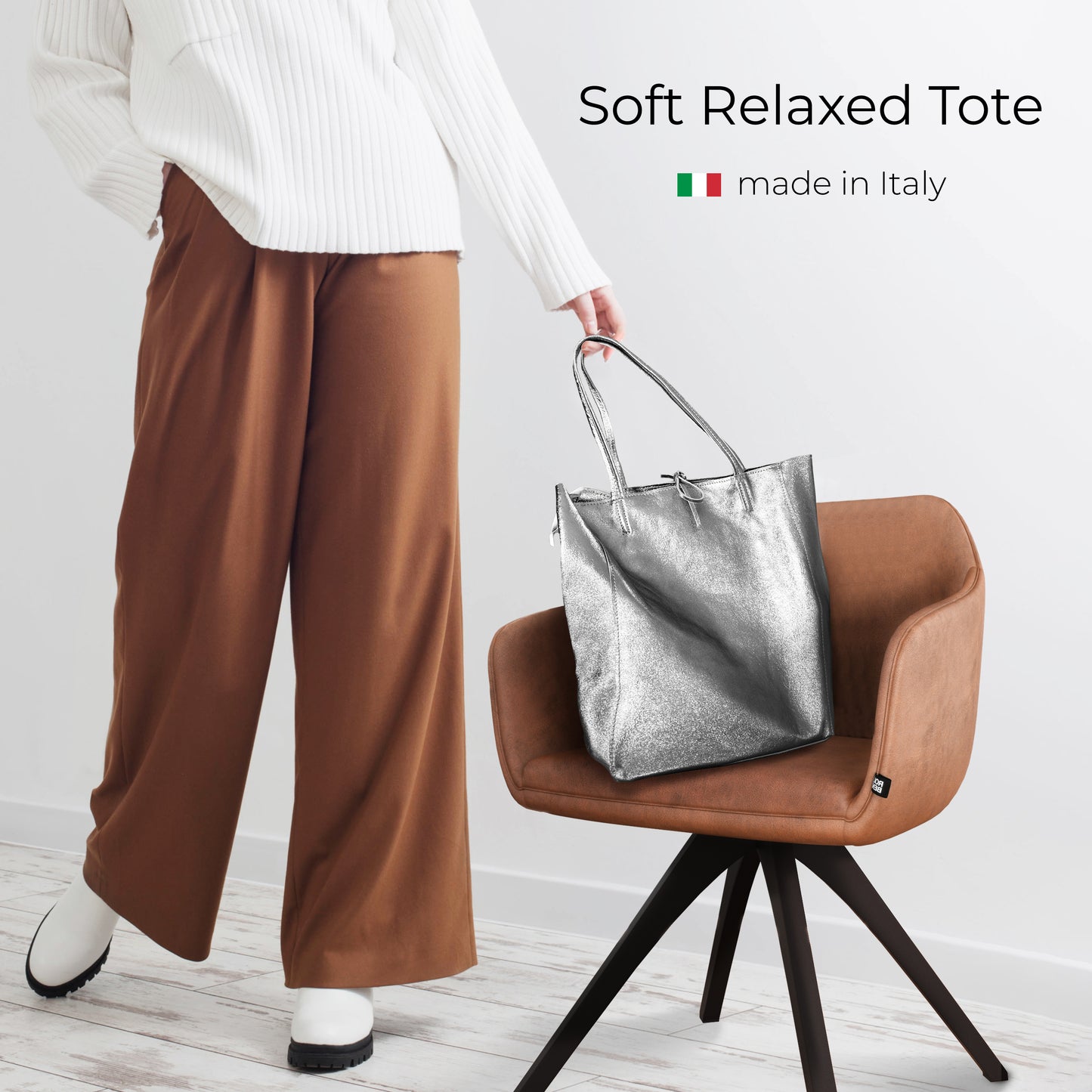 Metallic Suede Leather Tote Bag 201718
