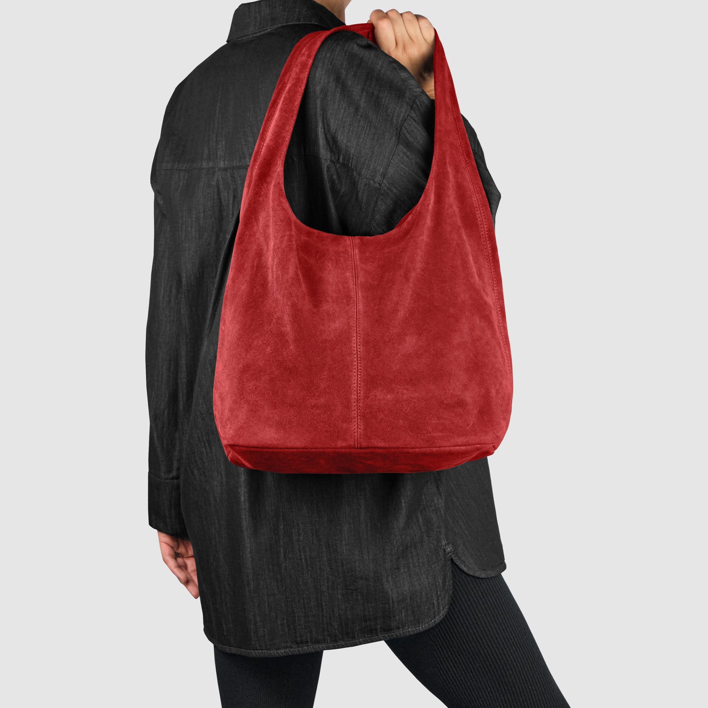 Suede Leather Hobo Bag 011943