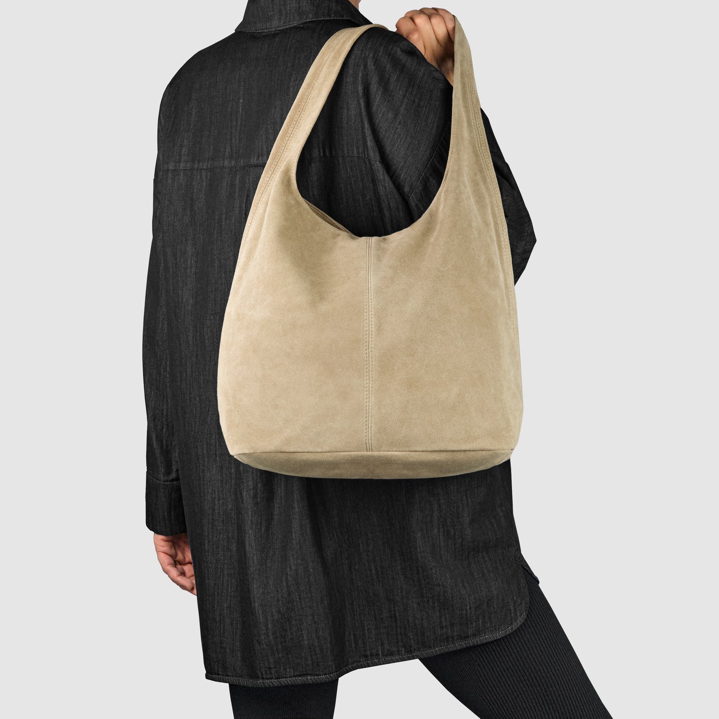 Suede Leather Hobo Bag 011943