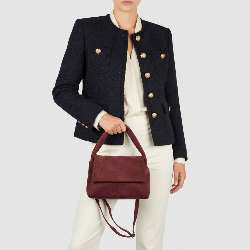 Suede Leather Top-Handle Bag 262495