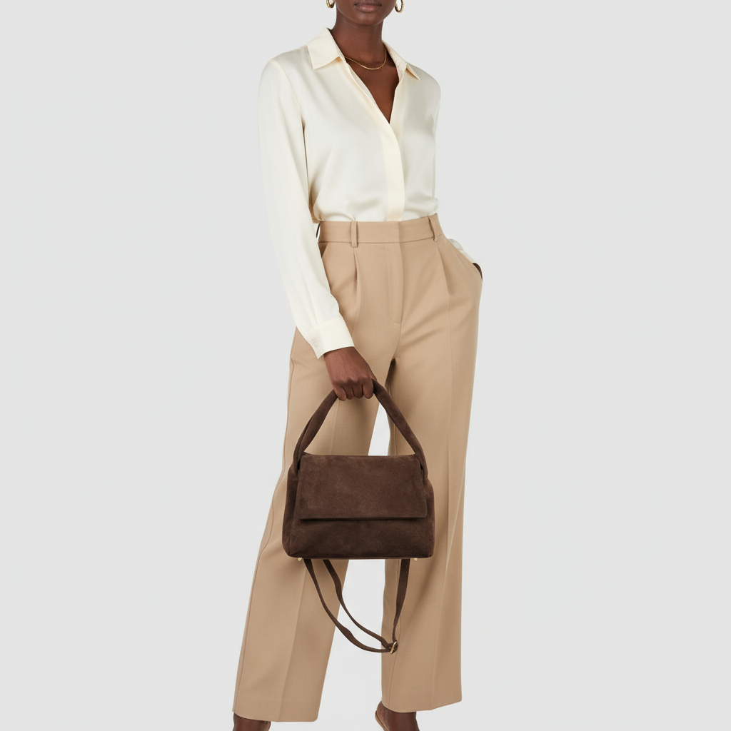 Suede Leather Top-Handle Bag 262495