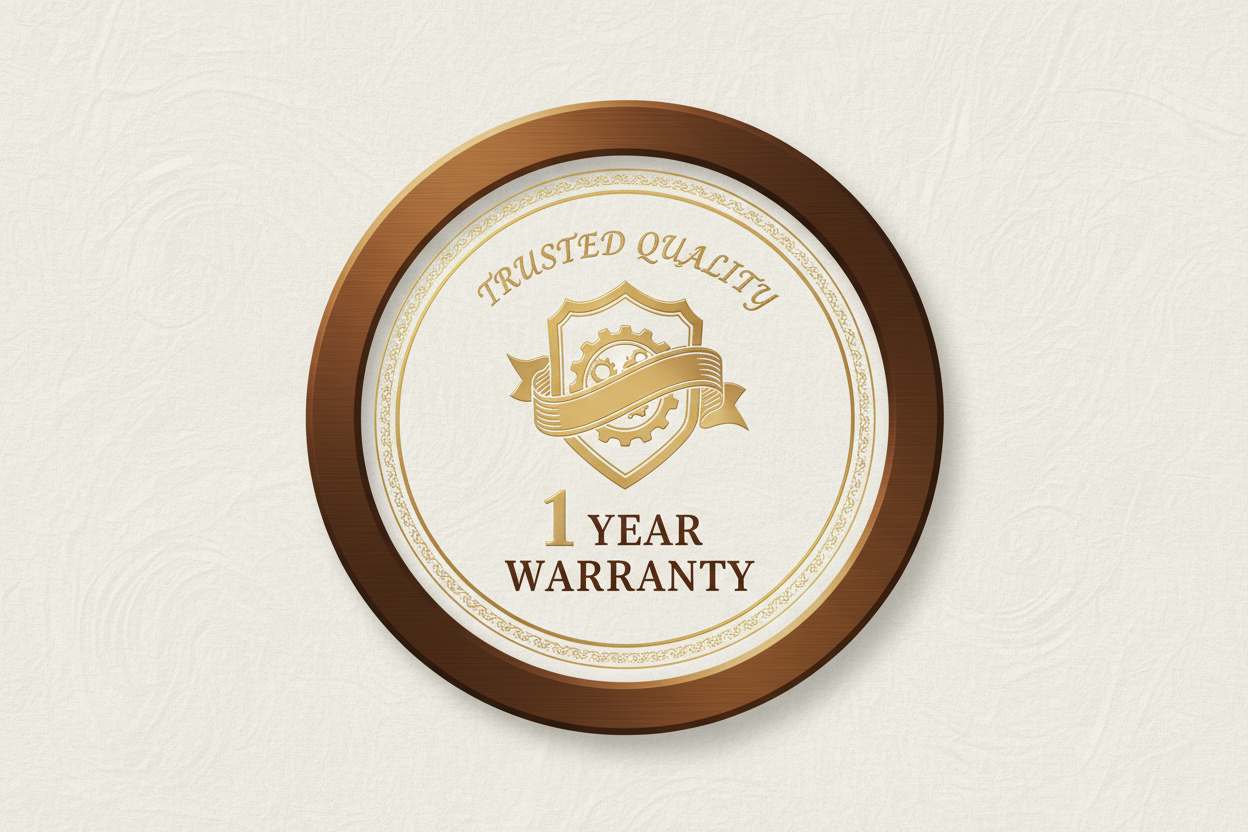 1 year warranty, colours palette - beige, brown, golden, off white