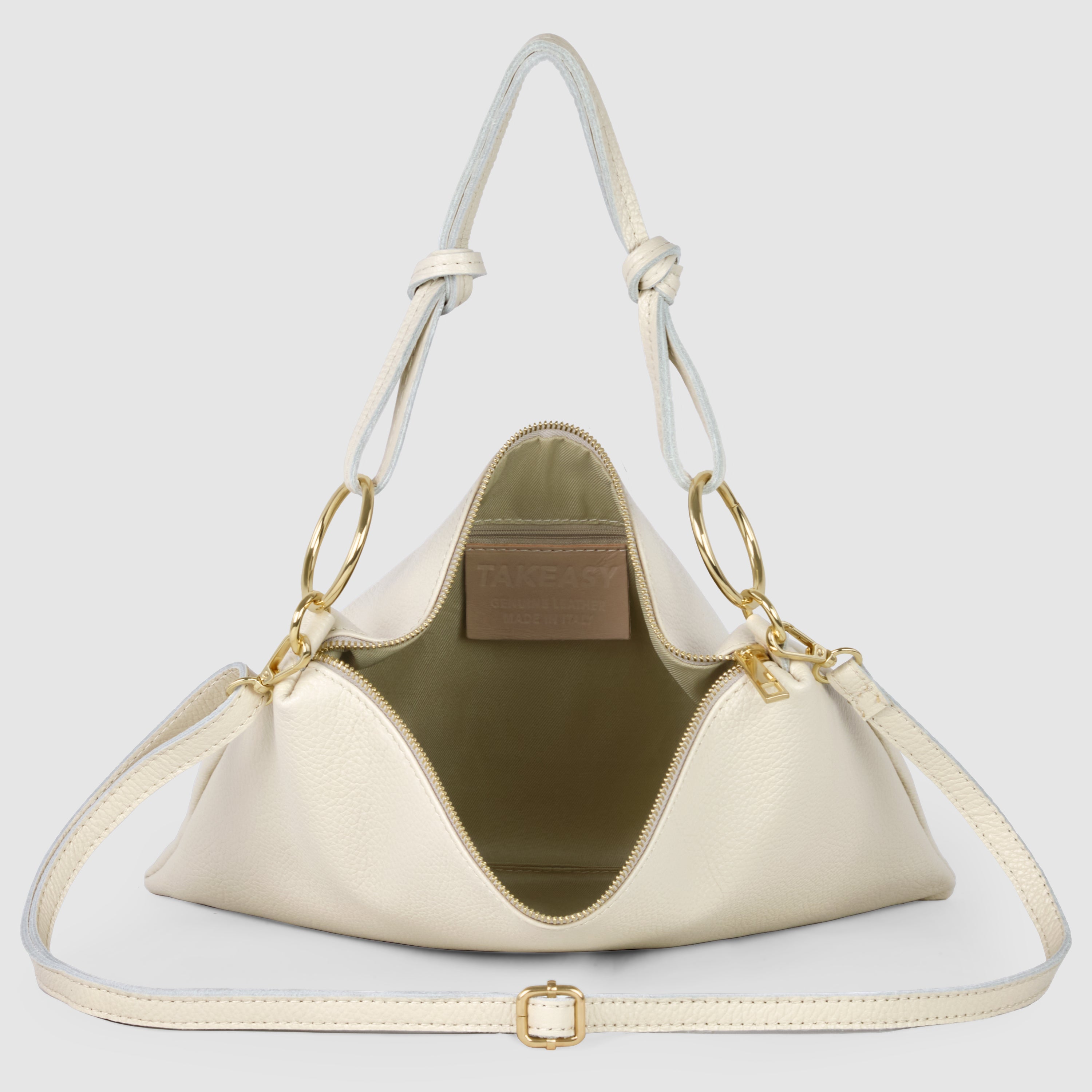 TAKEASY Italian Genuine Calf Leather Medium Rectangular Shoulder Bag