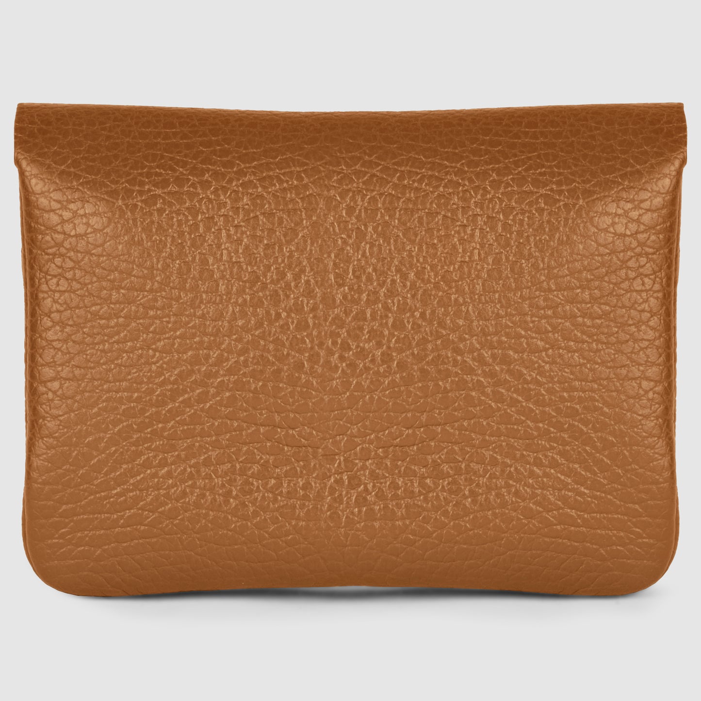 A brown textured Italian leather wallet with a simple rectangular shape and flap closure, set against a plain white background.