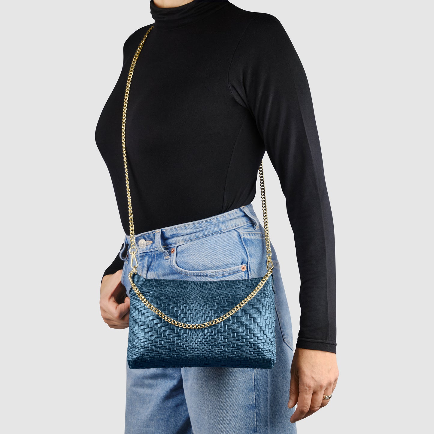 Grid Suede Leather Crossbody Bag 101315