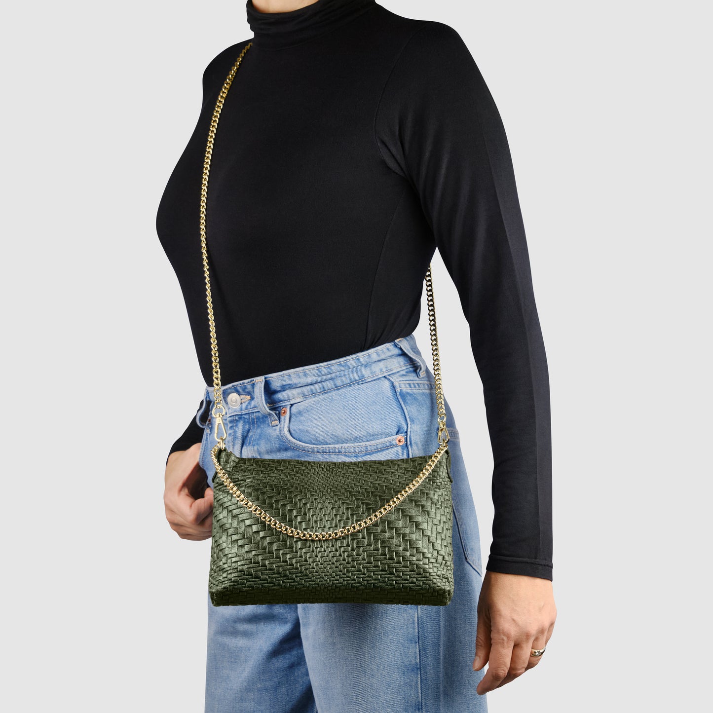 Grid Suede Leather Crossbody Bag 101315