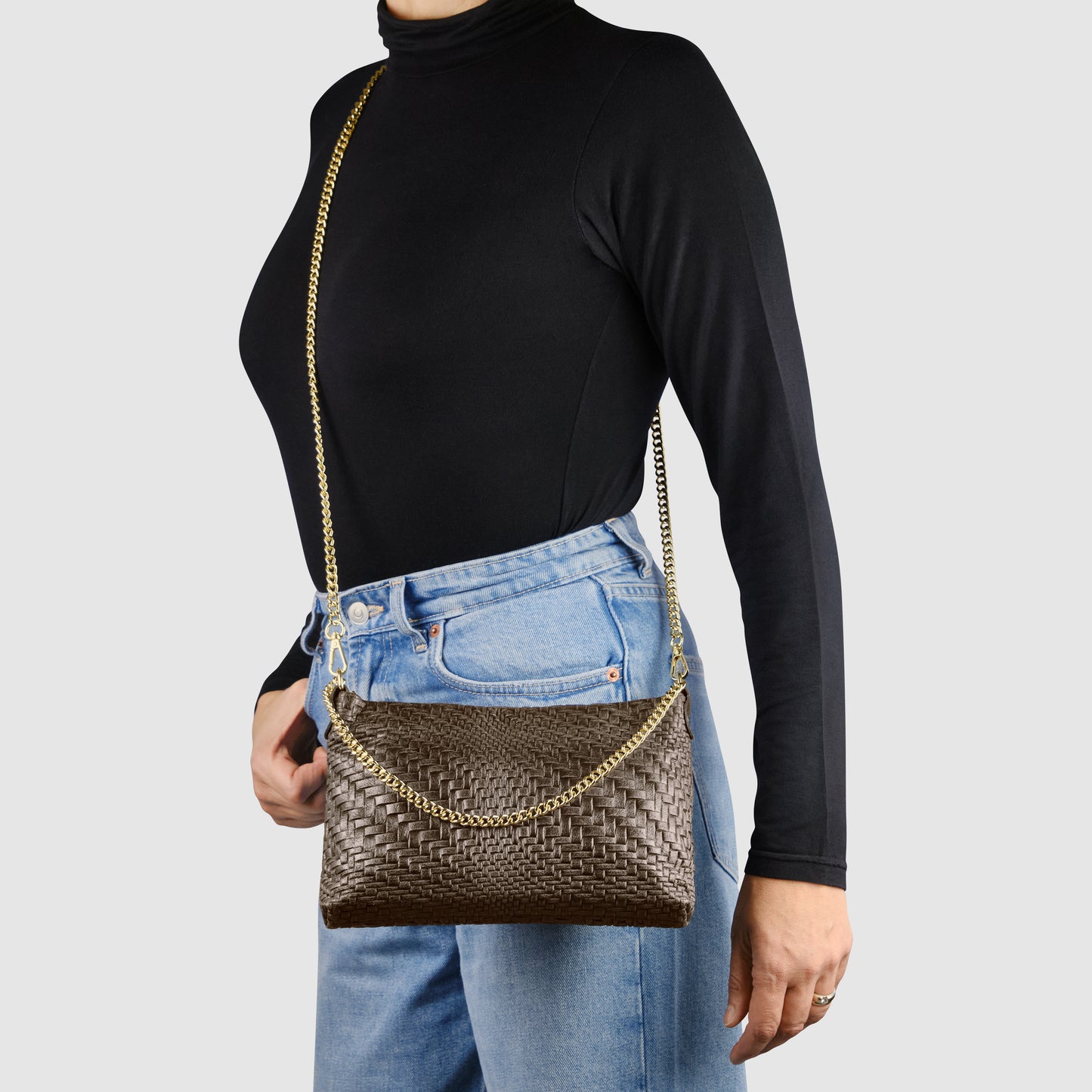 Grid Suede Leather Crossbody Bag 101315