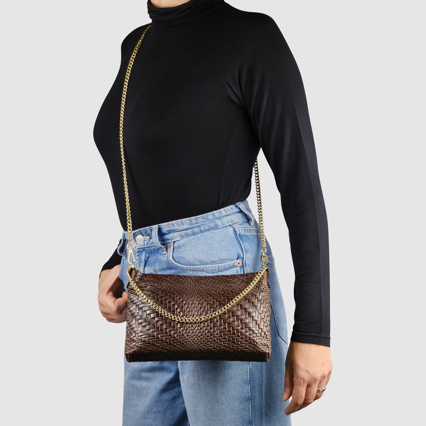 Grid Suede Leather Crossbody Bag 101315