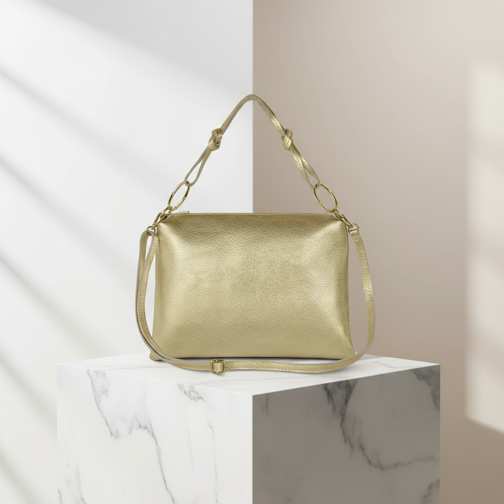 Metallic Calf Leather Shoulder Bag 171551
