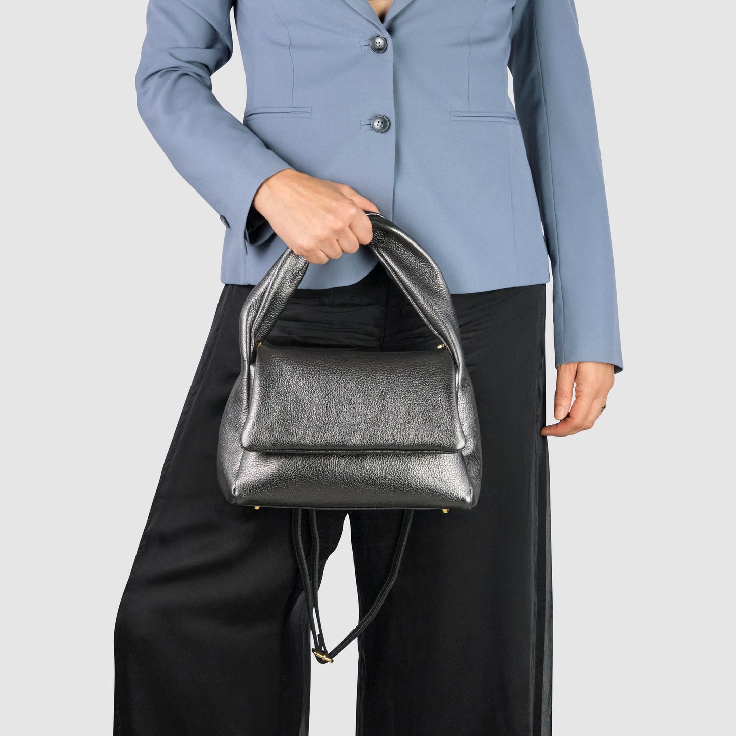 Metallic Calf Leather Top-Handle Bag 262495