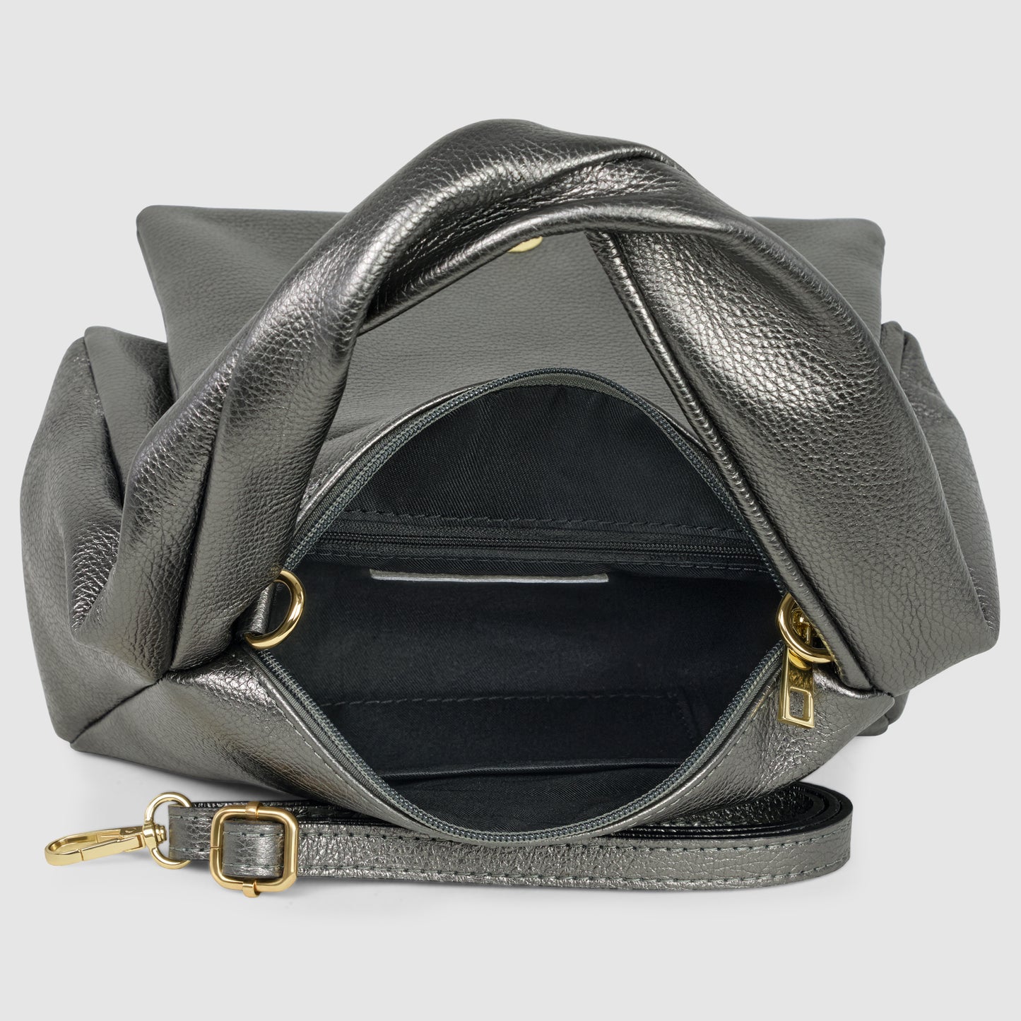 Metallic Calf Leather Top-Handle Bag 262495