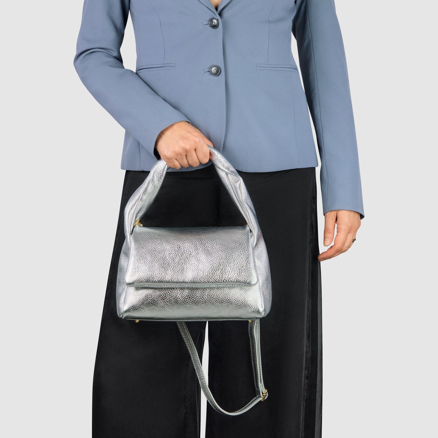 Metallic Calf Leather Top-Handle Bag 262495
