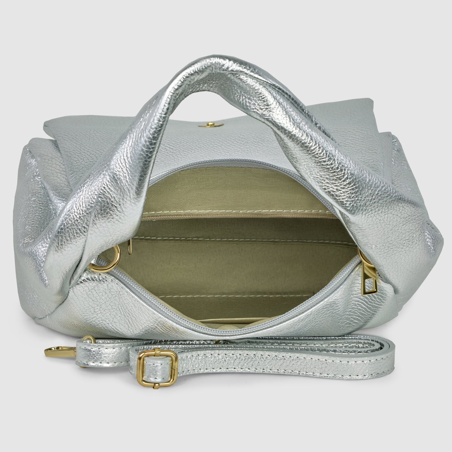 Metallic Calf Leather Top-Handle Bag 262495