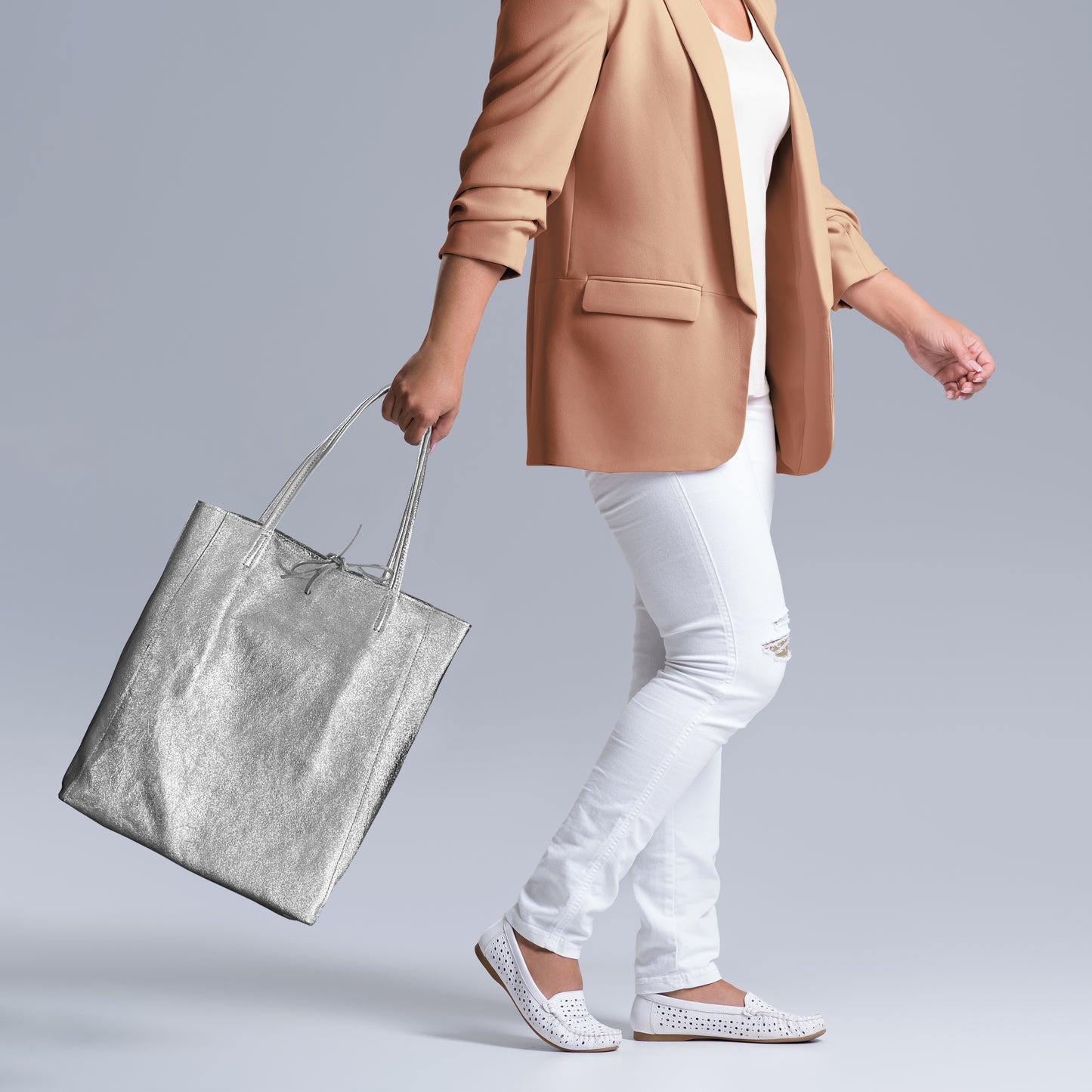 Metallic Suede Leather Tote Bag 201718