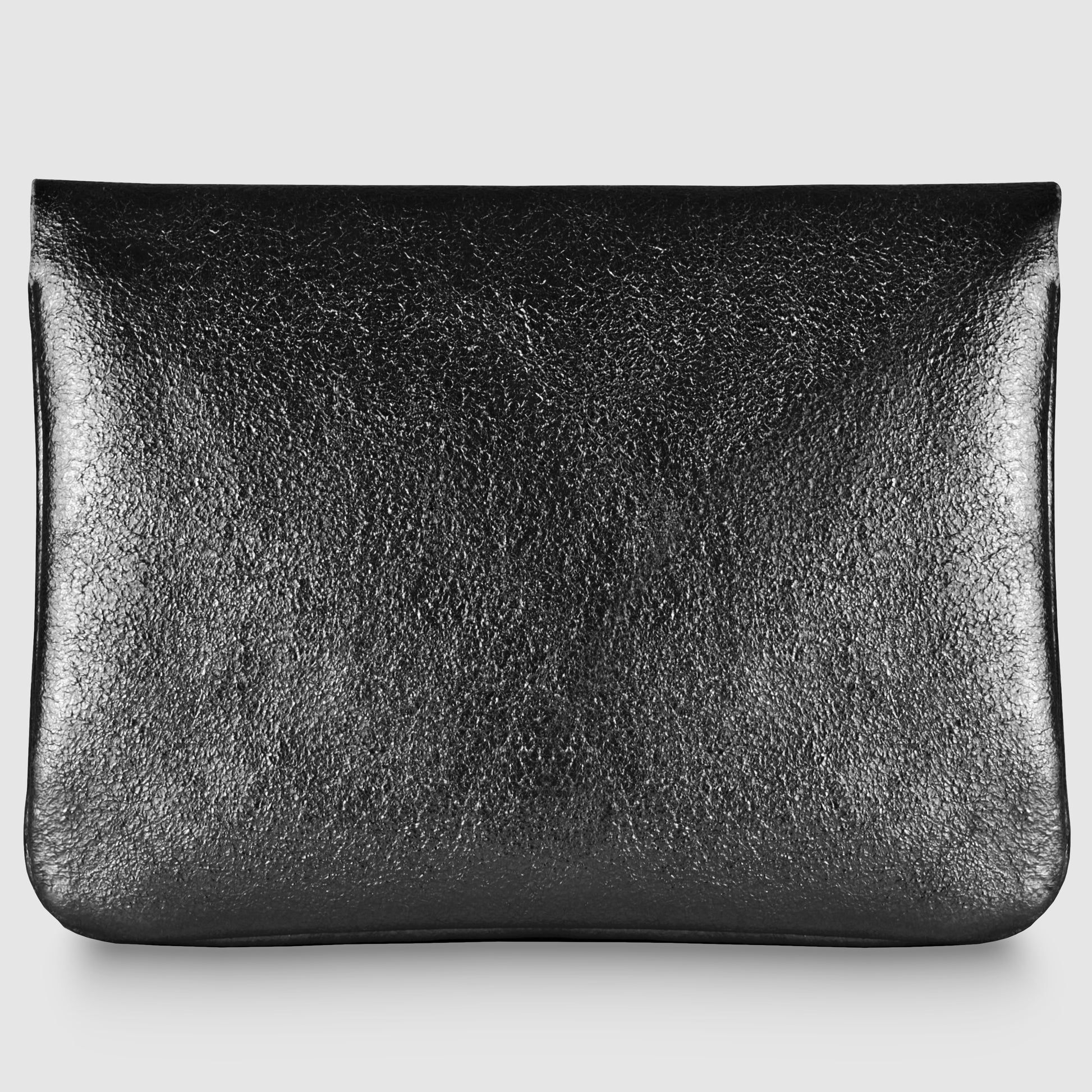 A sleek, rectangular black Gleam Suede Leather wallet with a slightly textured surface, photographed against a plain white background.