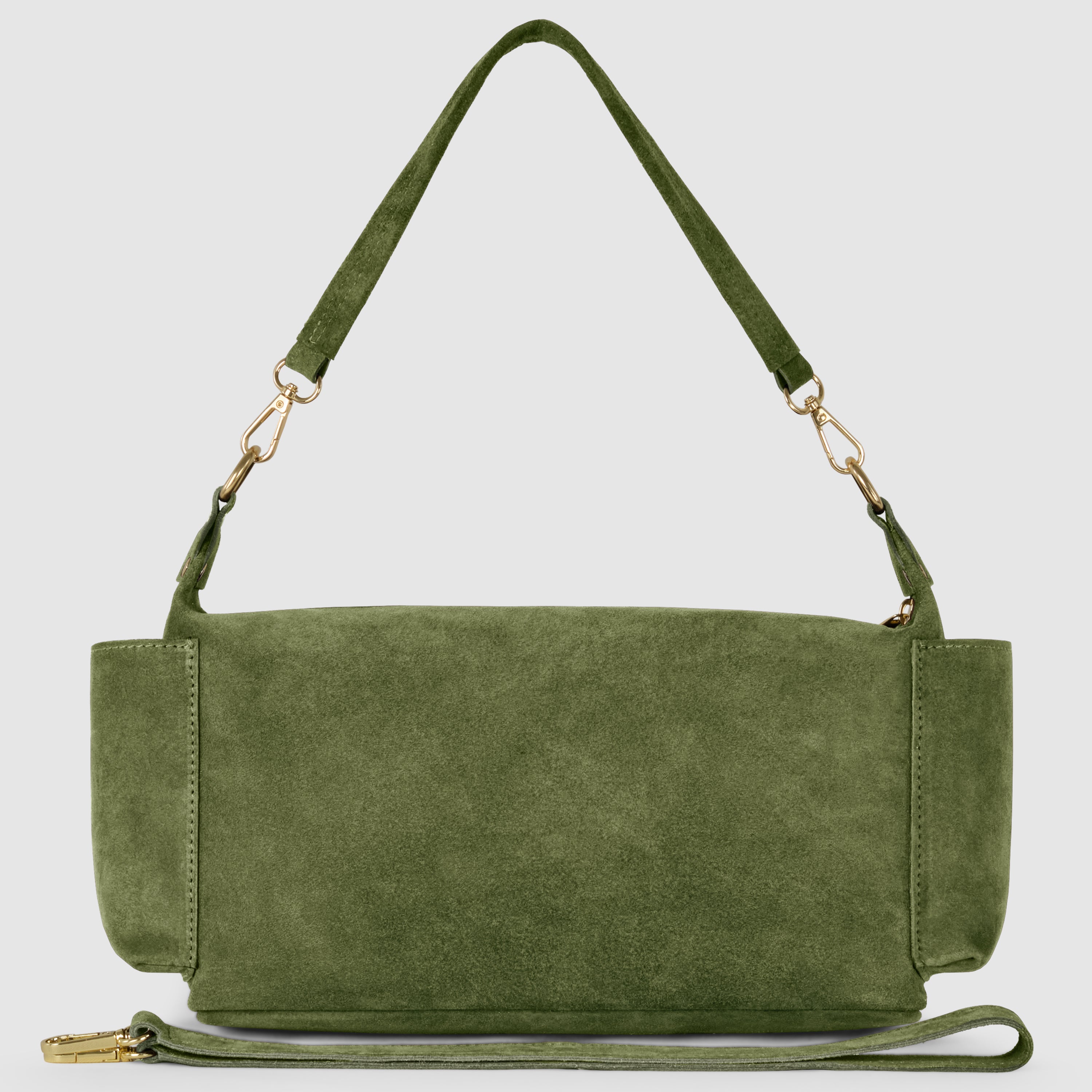 TAKEASY Italian Genuine Suede Rectangular Double Strap Shoulder Bag