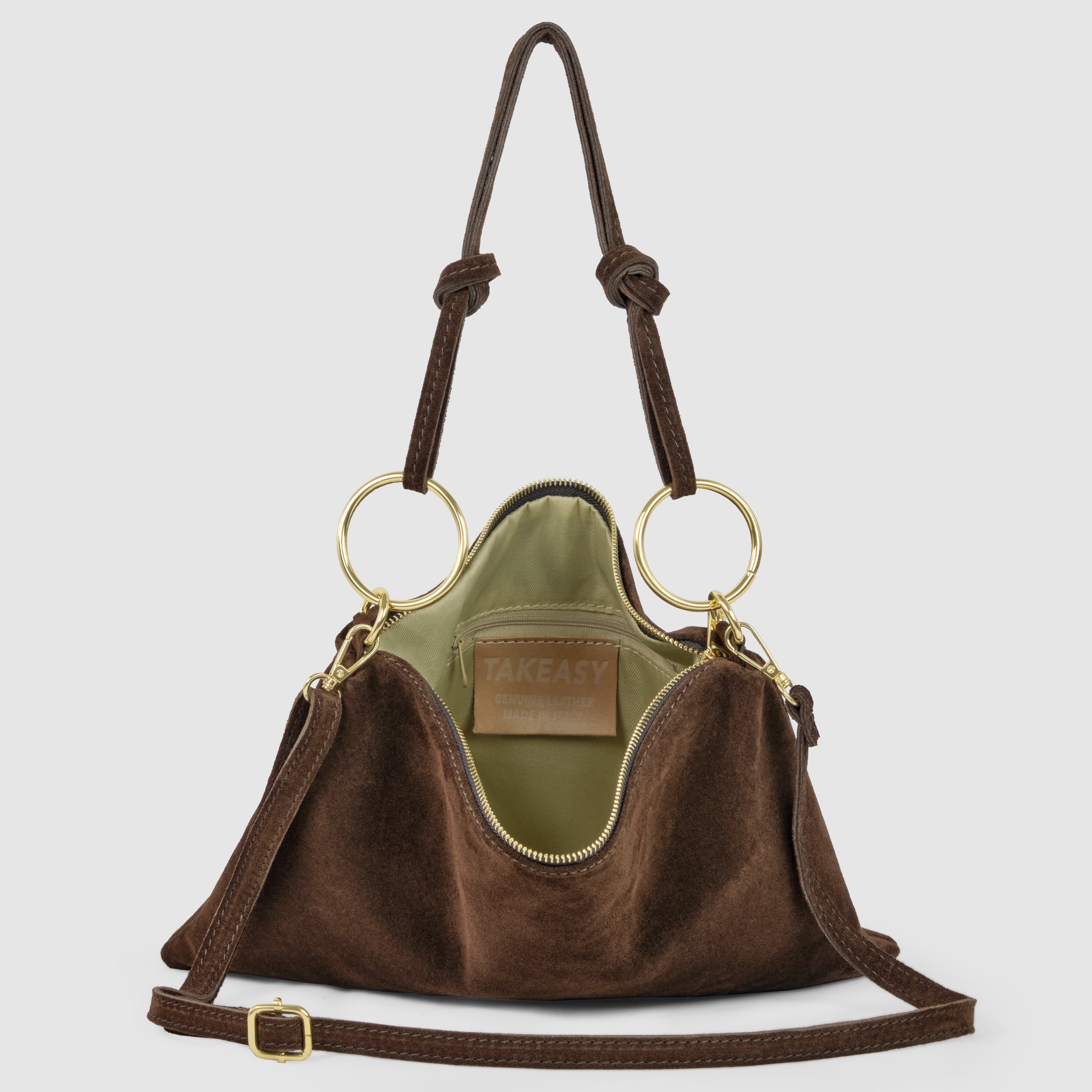 TAKEASY Italian Genuine Suede Slim Rectangular Shoulder Crossbody Bag