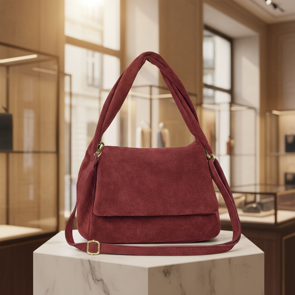 Suede Leather Top-Handle Bag 262495