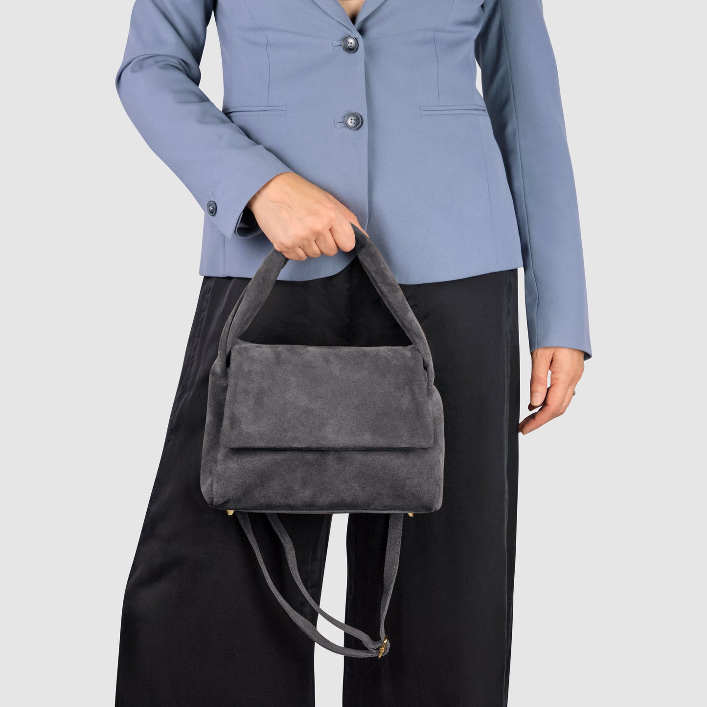 Suede Leather Top-Handle Bag 262495