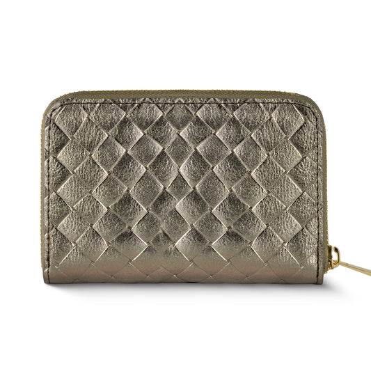 Weave Metallic Suede Leather Wallet 650988